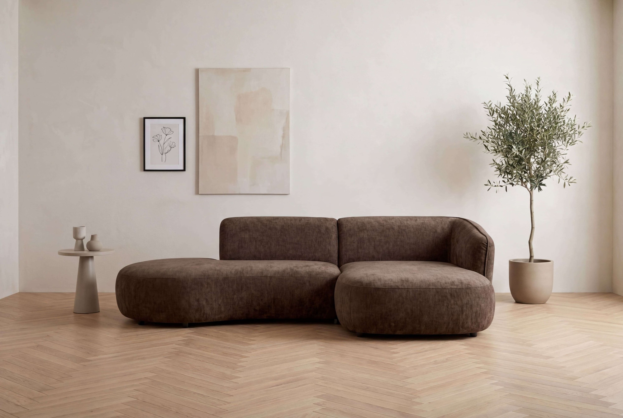 Home affaire Ecksofa »OSTRUP Rundsofa, L-Form, Naturtöne, Boucle oder Chenille« Breite 278 cm, organische Form mit sanften Rundungen