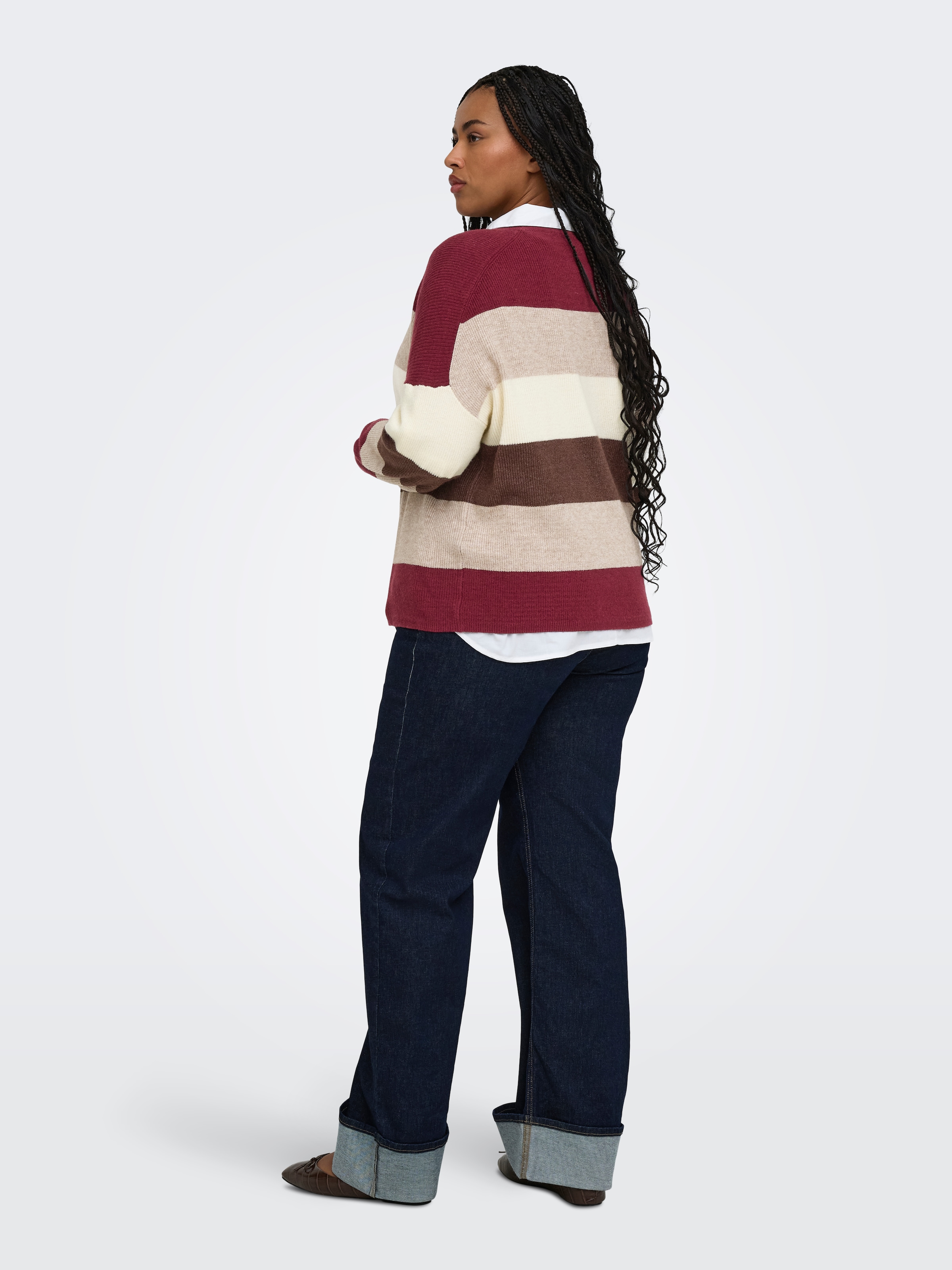 ONLY CARMAKOMA Strickpullover »CARATIA L/S STRIPE PULLOVER KNT NOOS« Viskosemischung