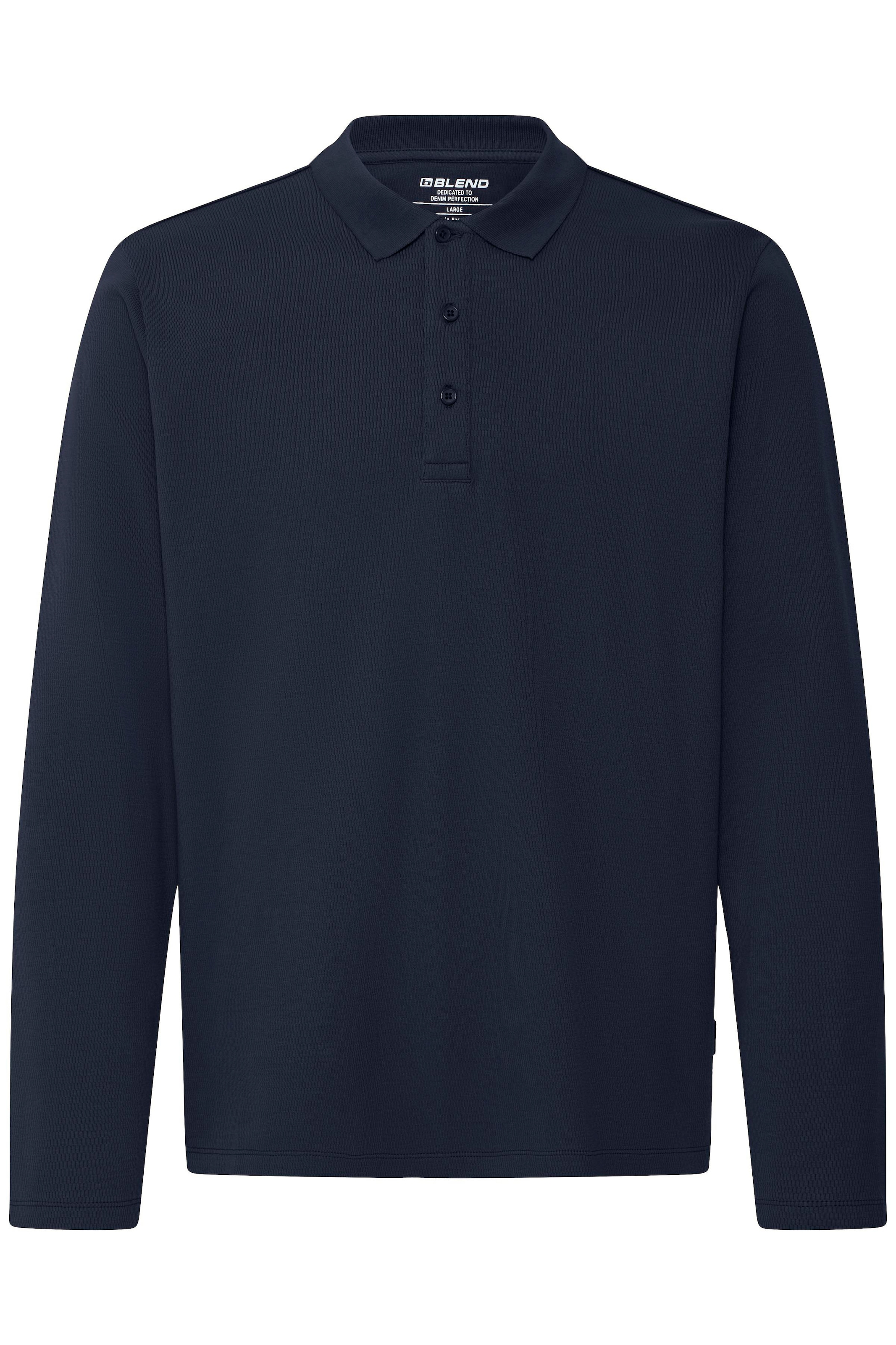 Blend Langarm-Poloshirt »BHLEWIS L/S STRUCTURE TEE« Baumwollmischung, regular fit