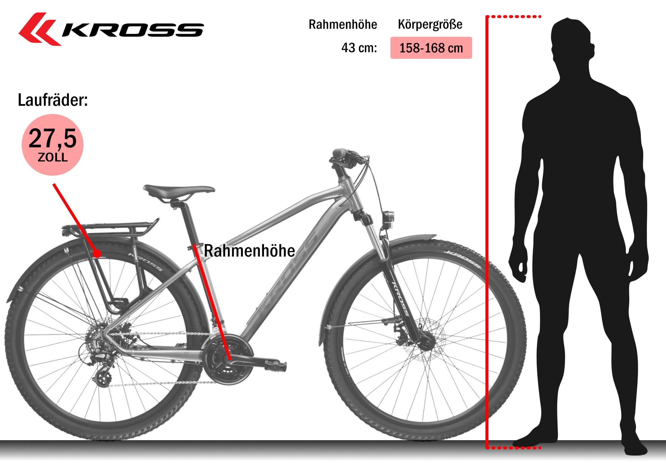 Kross Mountainbike »KROSS MTB Hardtail Hexagon 4.0 27,5" blau« 16 Gang Shimano ACERA M3020 Schaltwerk Kettenschaltung
