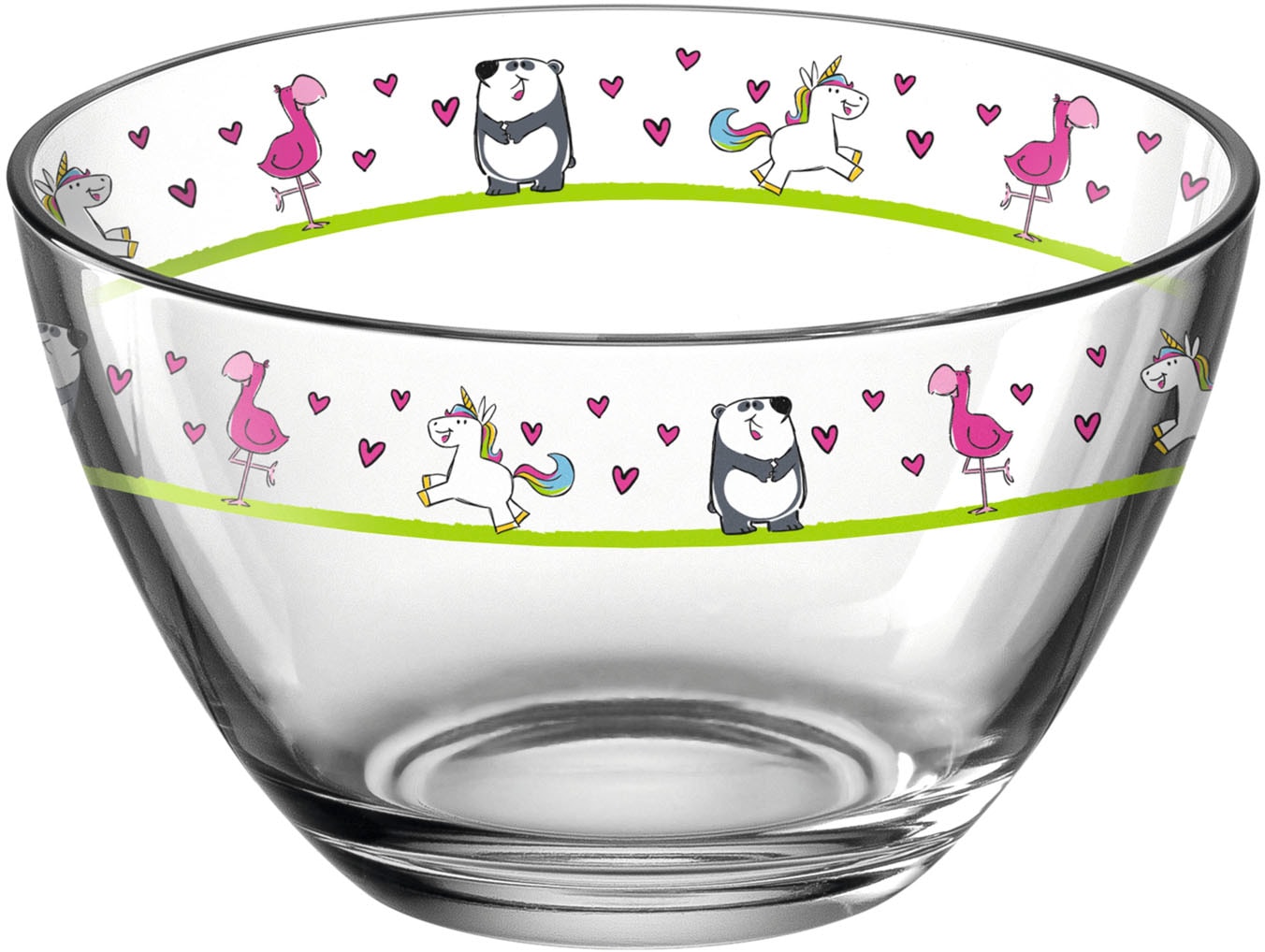 LEONARDO Kinderschale »BAMBINI«, 6 tlg., aus Glas, Flamingo/Einhorn/Panda, Ø 12 cm