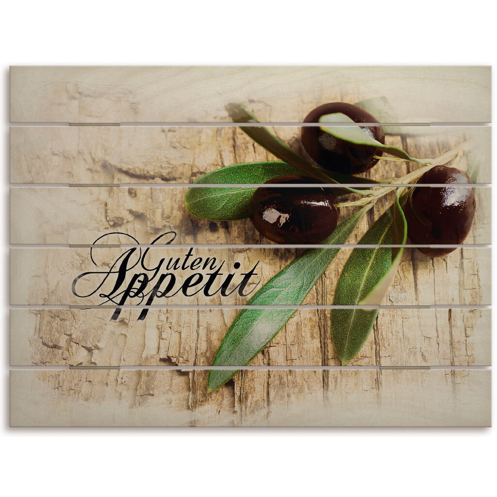 Artland Holzbild »Oliven Guten Appetit«, Obst Bilder, (1 St.)