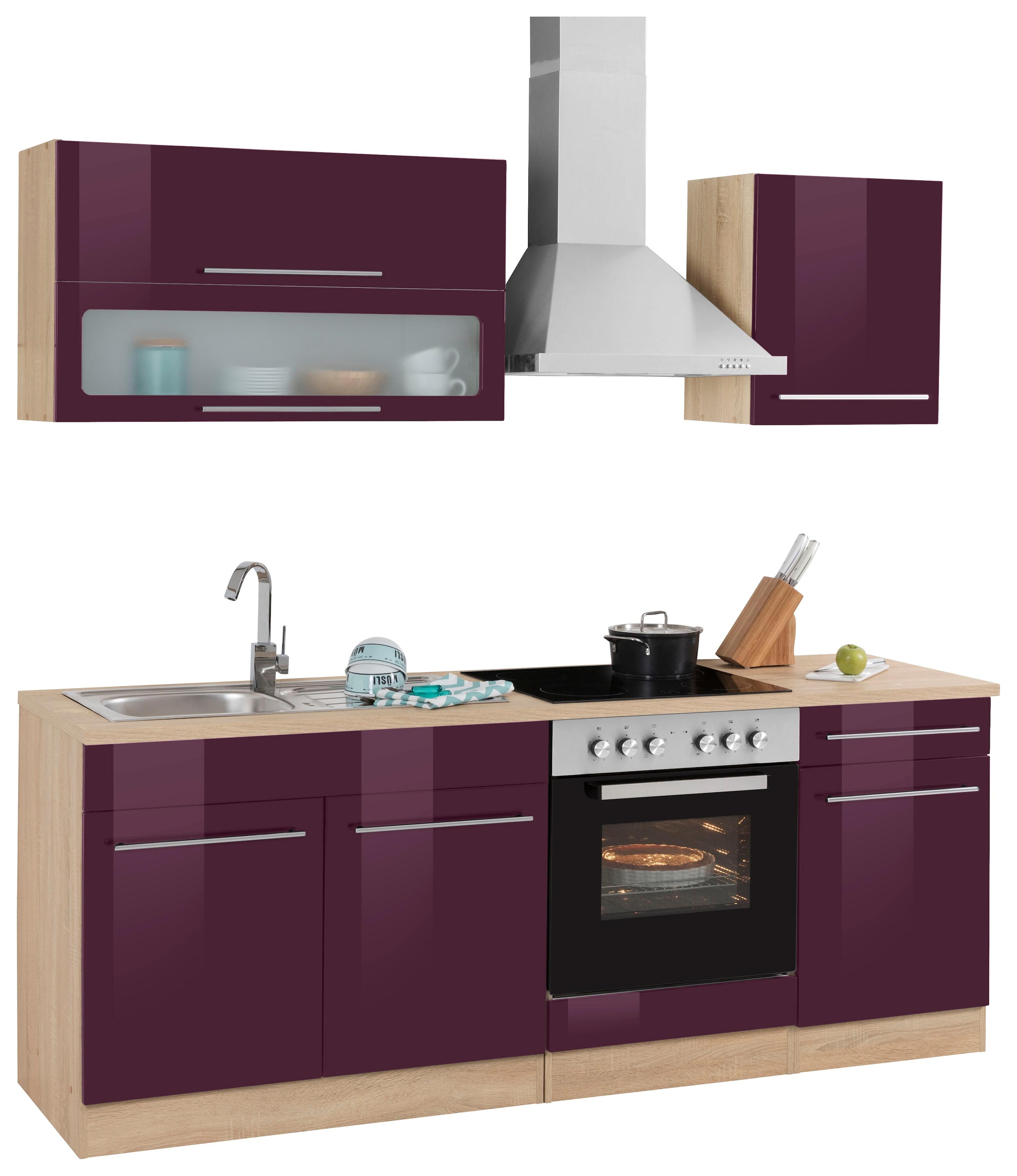 KOCHSTATION Küchenzeile »KS-Eton« mit E-Geräten, Breite 210 cm