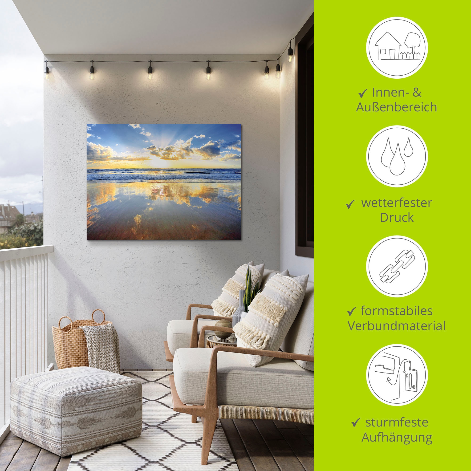 Artland Wandbild »Sonnenaufgang über dem Ozean«, Himmel, (1 St.), als Alubild, Outdoorbild, Leinwandbild, Poster, Wandaufkleber
