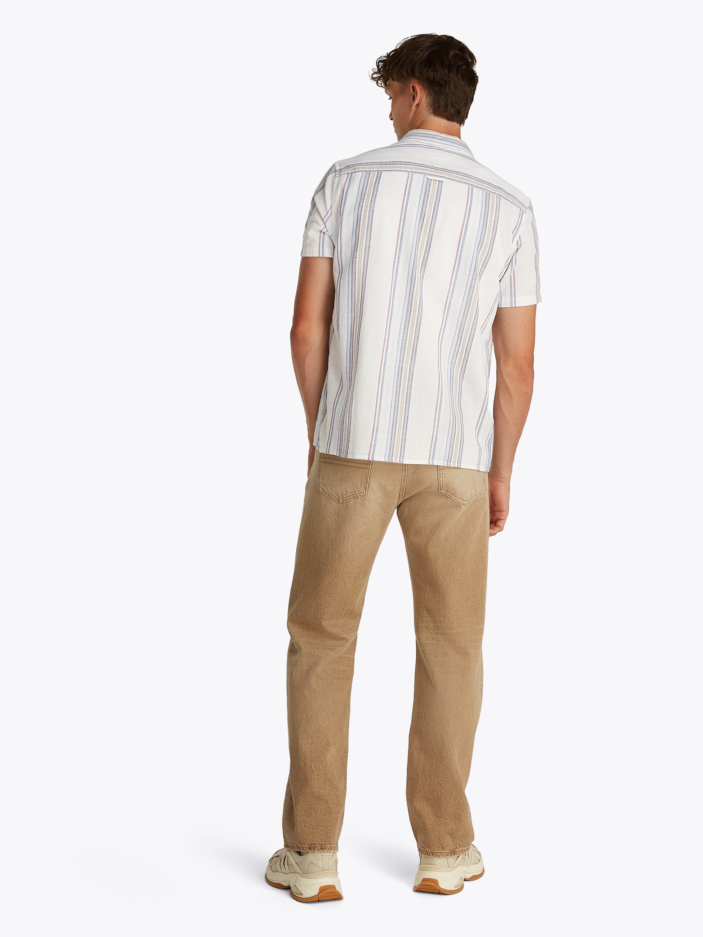 Tommy Jeans Kurzarmhemd »TJM REG SLUB STRIPE SS SHIRT EXT«, modische mehrfarbig gestreift