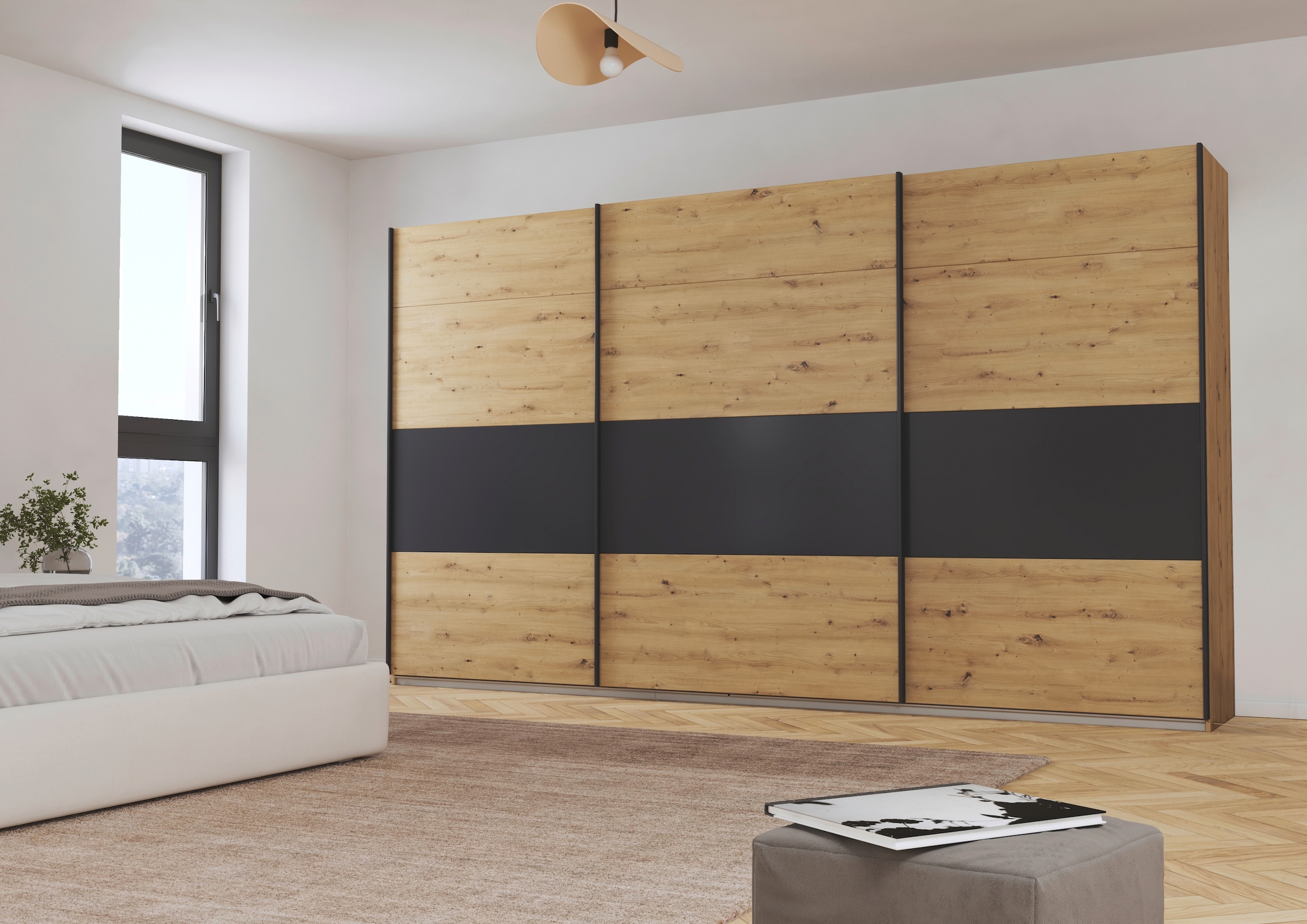 rauch Schwebetürenschrank »Schwebetürenschrank Kleiderschrank Schrank Garderobe CORTONA«, inkl. Inneneinteilung, 2 Stoffboxen und zusätzlichen Einlegeböden