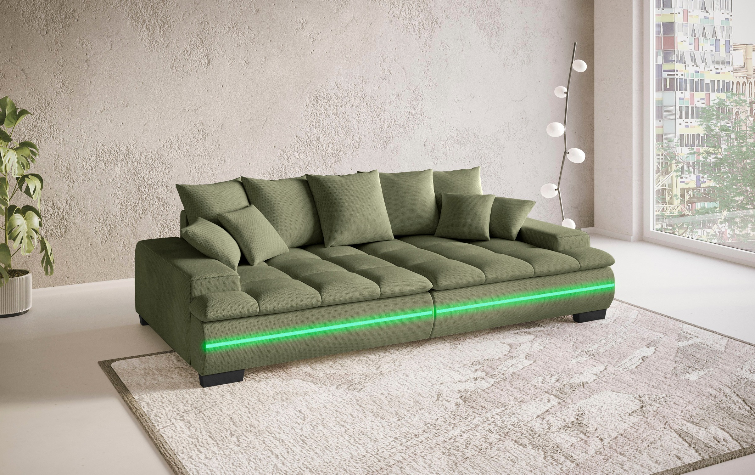 Mr. Couch Big-Sofa »Haiti II RGB-LED«, RGB-LED Beleuchtung, mit Handwerklich gearbeiteter Komfort-Steppung