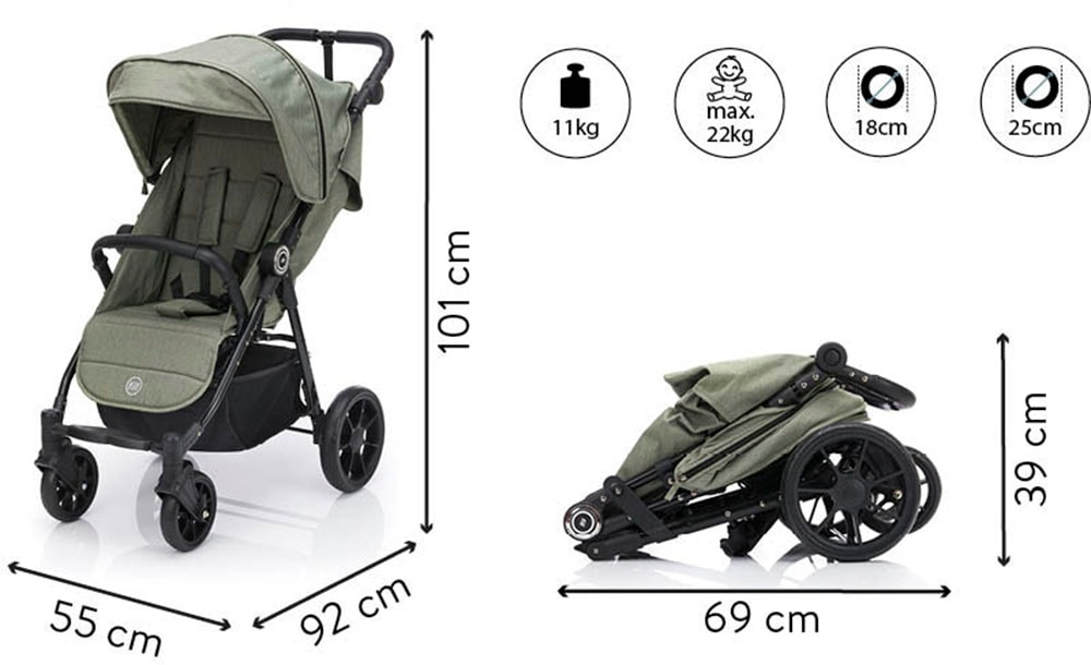 Fillikid Kinder-Buggy »Buggy Fill Allrounder, grün melange«, 22 kg