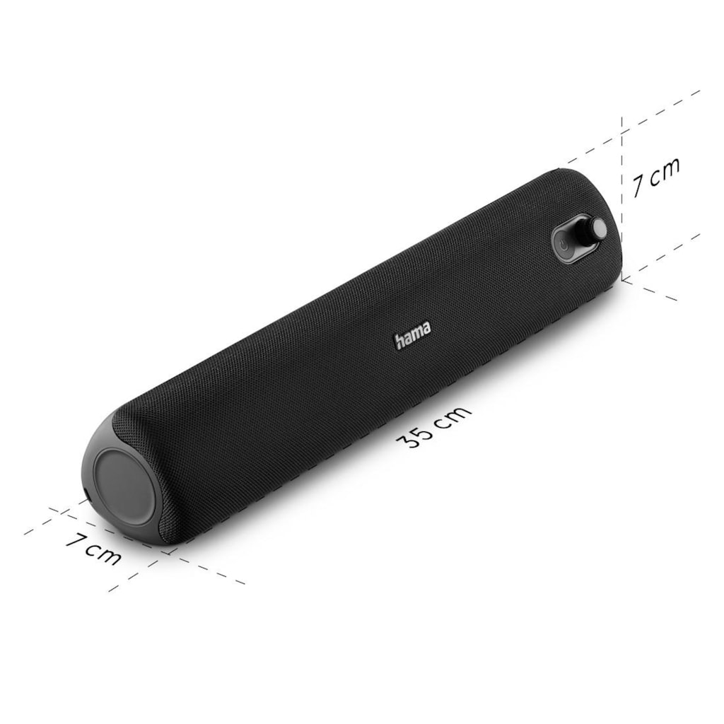 Hama Bluetooth-Lautsprecher »Bluetooth Lautsprecher (wasserdicht IPX5, mit Bass, 20W, 12h Laufzeit)«, Stereo Soundbar mit Standfuß