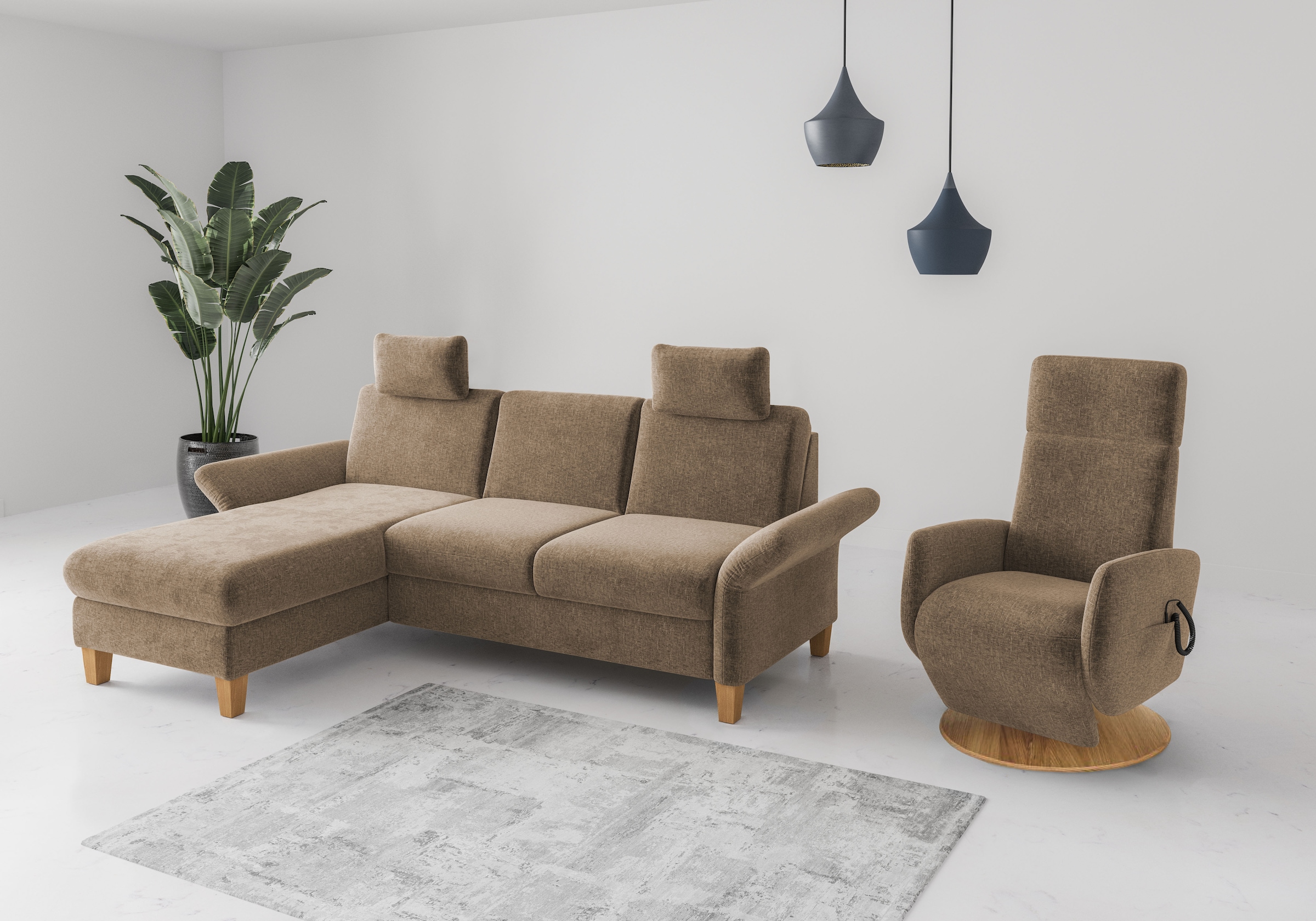 Home affaire Ecksofa »Rochelle«, wahlweise mit Armteilverstellung, Bettfunktion und Bettkasten