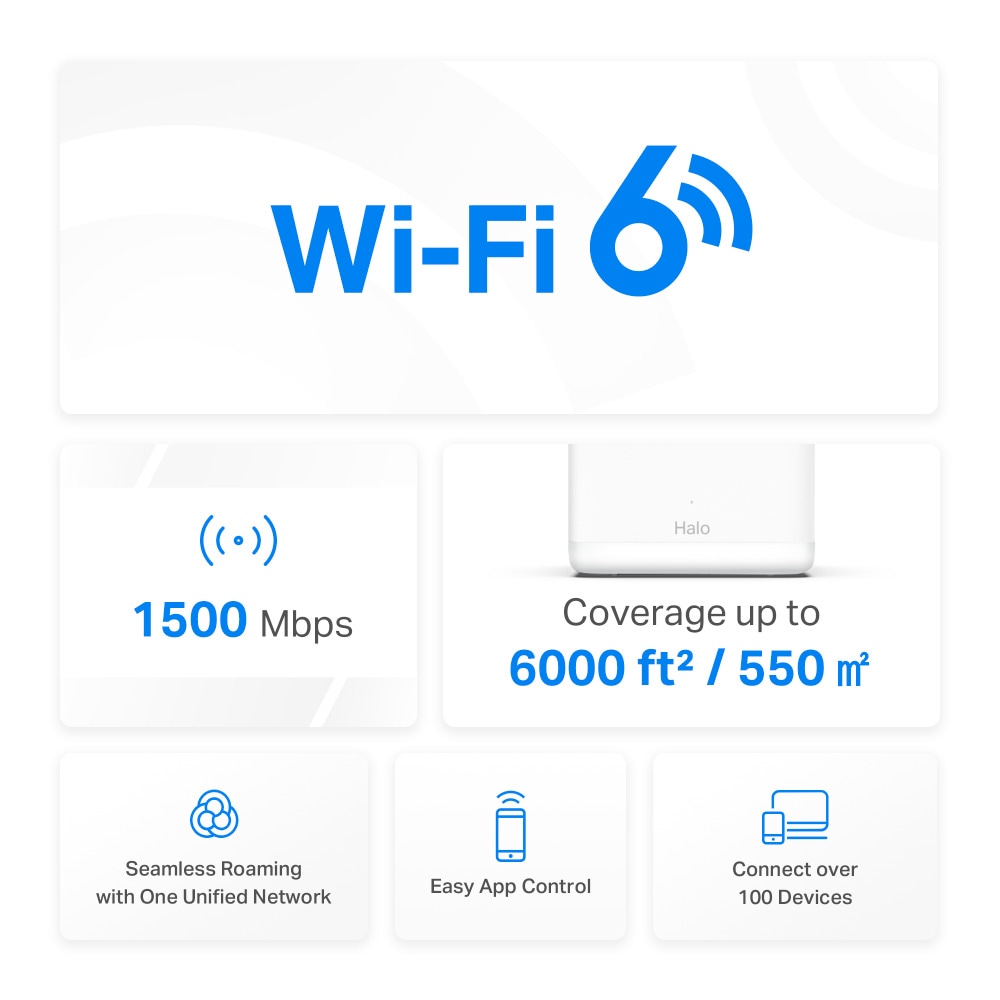 TP-Link WLAN-Router »Mercusys Halo H1500X AX1500 Whole Home Mesh-System Wi-Fi 6 3er Pack«, (Set, 3x H1500X)