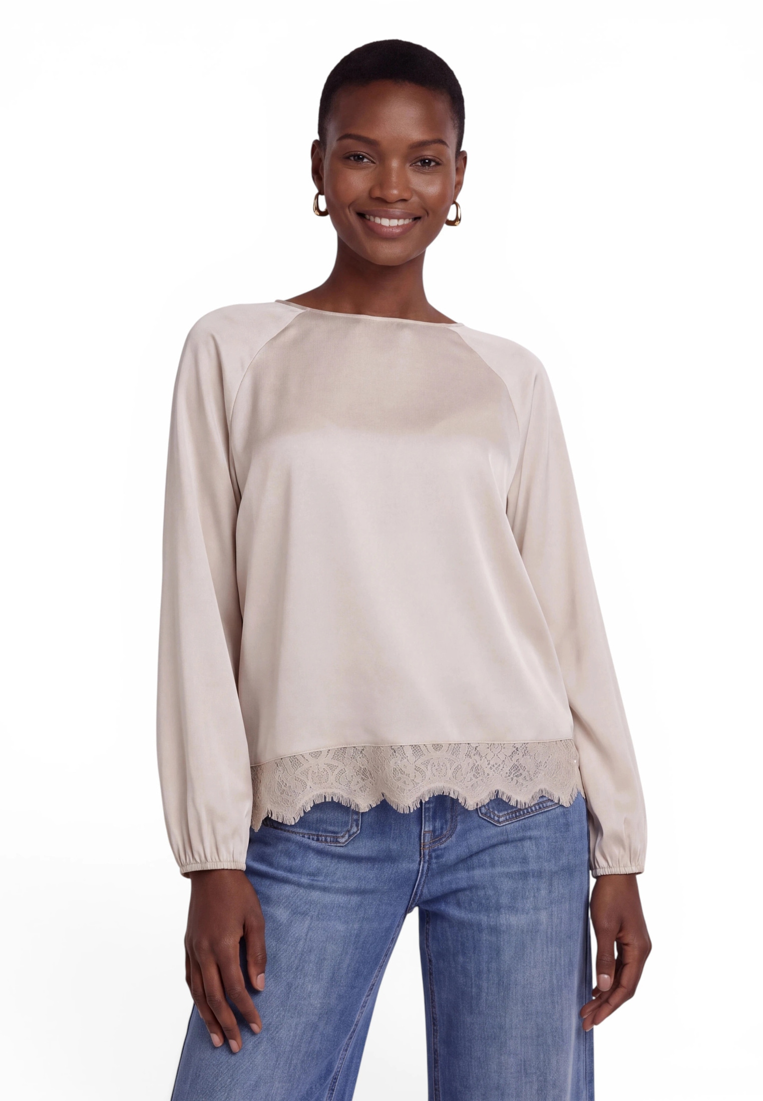 Zero Satinbluse »Satin-Bluse mit Tunnelzug«