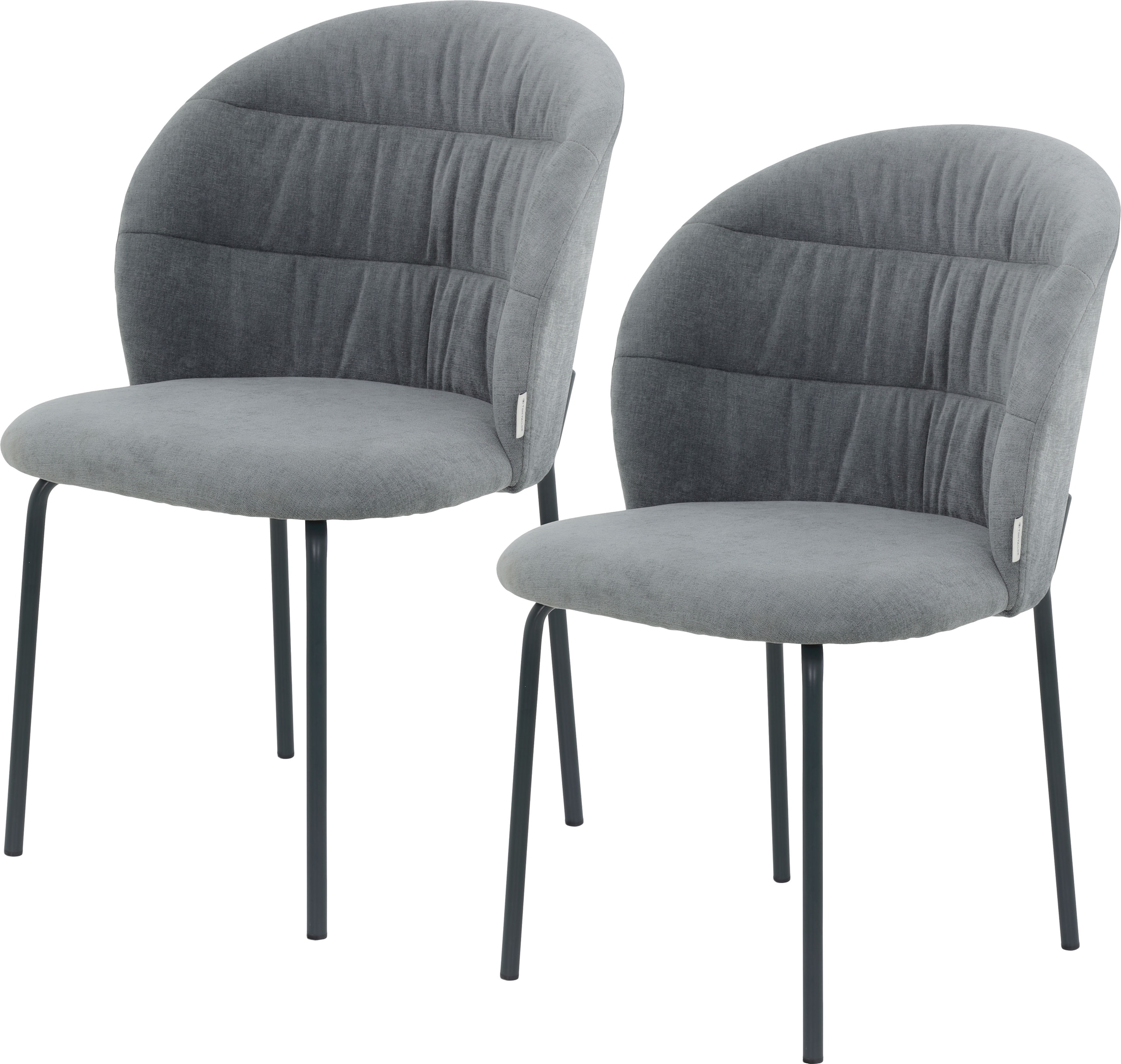 TOM TAILOR HOME 4-Fußstuhl »LEAF CHAIR«, (Set), 2 St., Chenille, 4-Fußgestell, Raffung in der Rückenlehne
