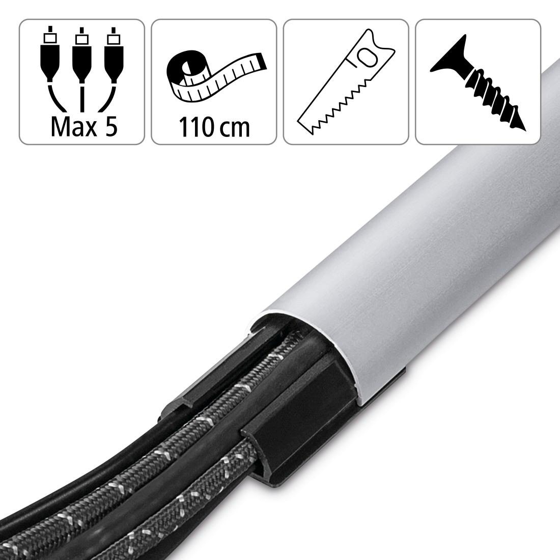 Hama Kabelkanal »Aluminium Kabelführung zum Schrauben oder Kleben für 5 Kabel, halbrund«, Kabelmanagement, 110 cm Länge