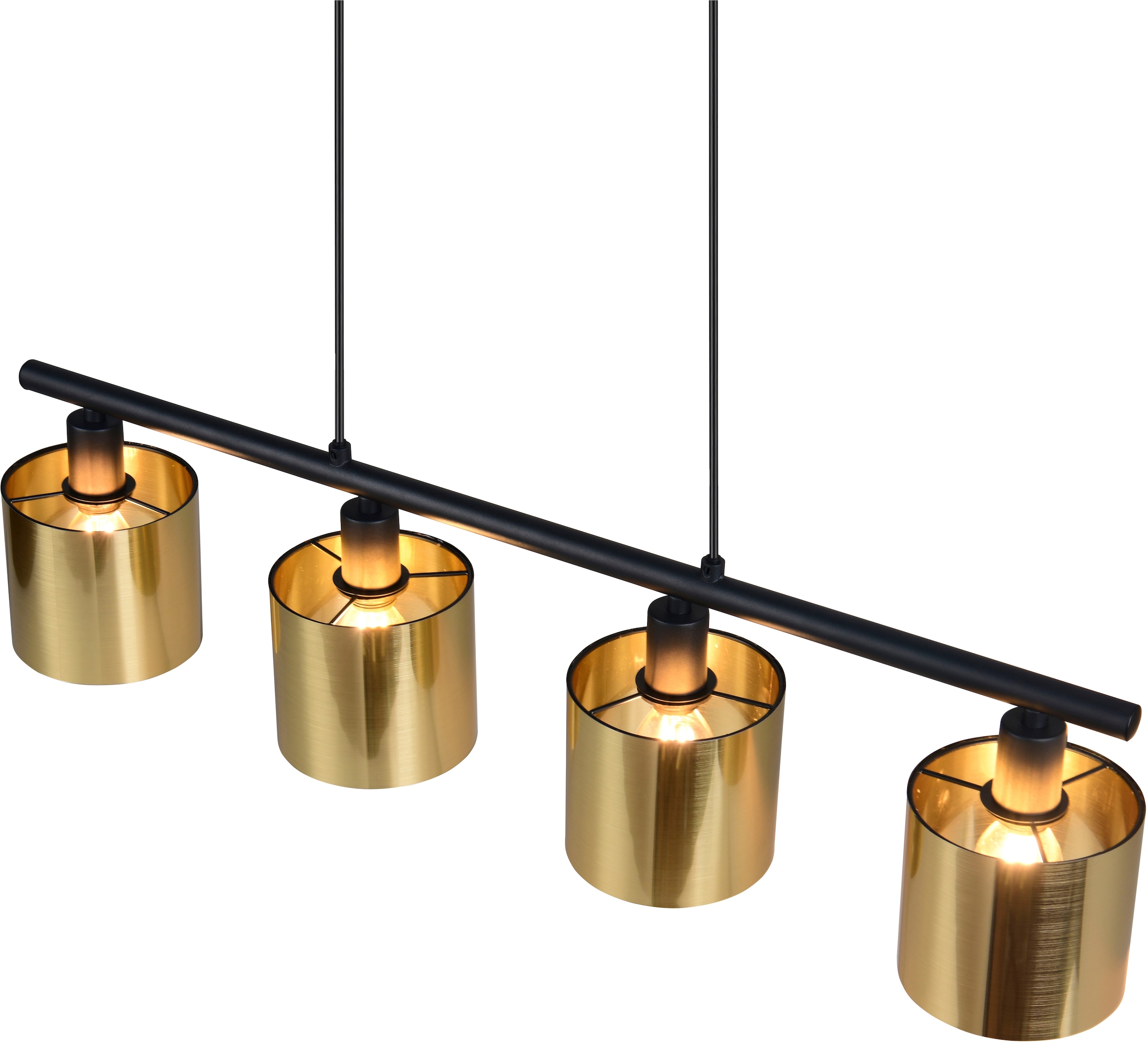 REALITY Leuchten Pendelleuchte »JASON, Hängelampe Esszimmerlampe,  4-flammig, exkl. 4xE14 max 10W« E14 1 Stk. warmweiß - kaltweiß höhenverstellbar max 150cm, mit semi-transparenten Kunststoff-Schirmen