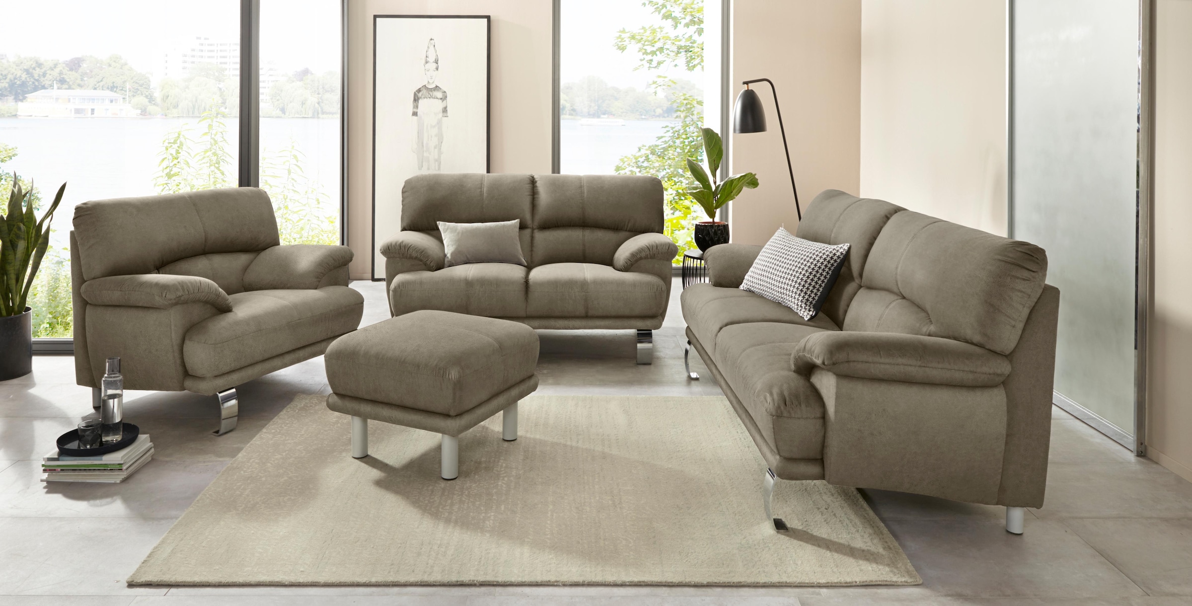 TRENDMANUFAKTUR Sessel »Cecilia II, Loungesessel in italienischem Design«, breite und bequeme Armlehnen