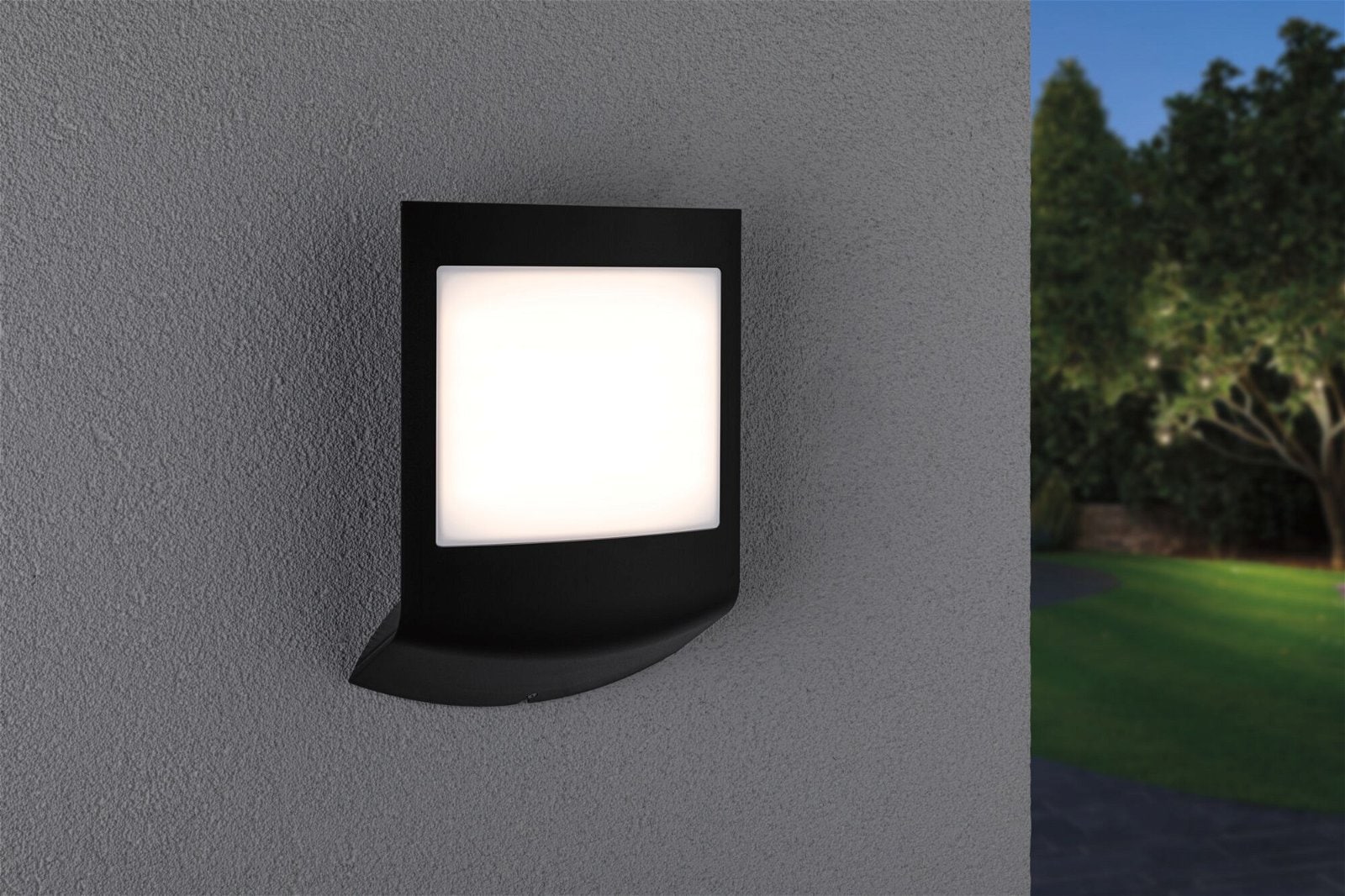 Paulmann LED Außen-Wandleuchte »Padea IP44 198x71mm 3000K 8,5W 550lm 230V Anthrazit Kunststoff«, 1 flammig, Dämmerungssensor seewasserresistent