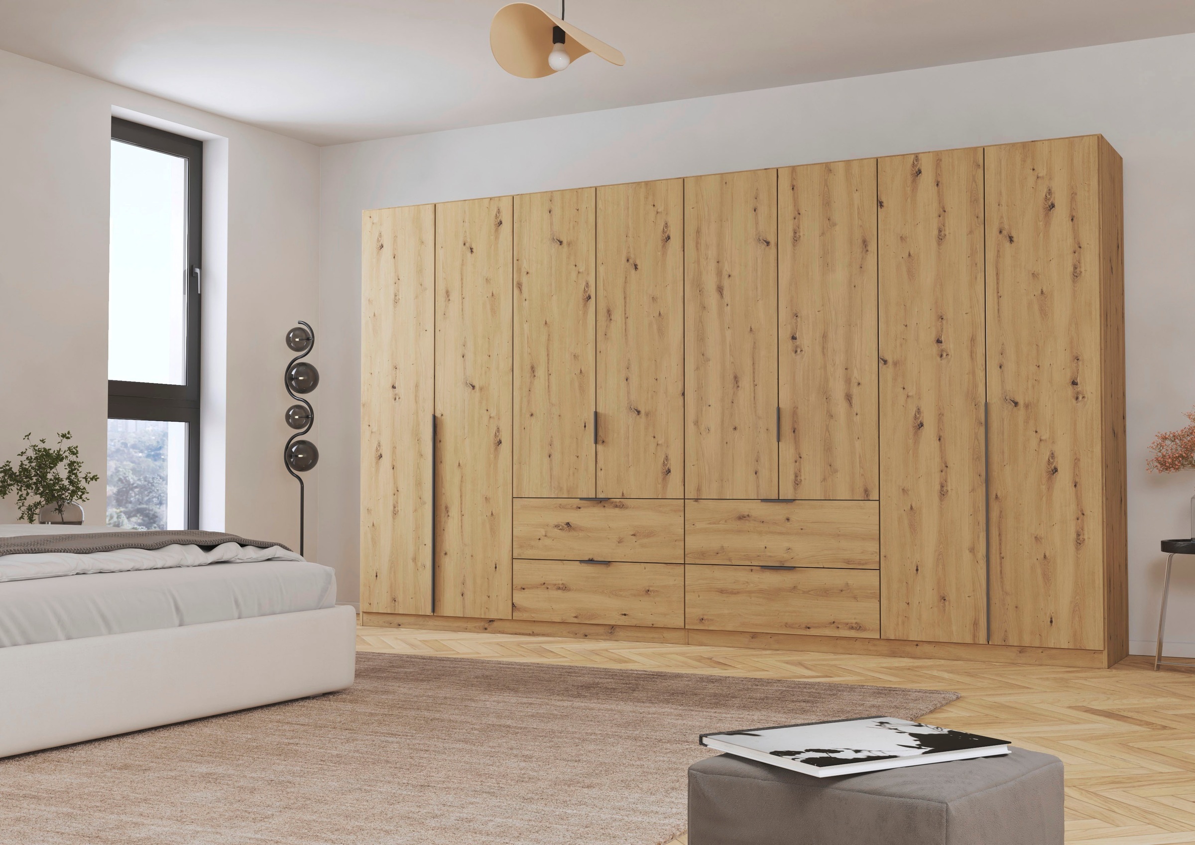 rauch Drehtürenschrank »Kleiderschrank Schrank Garderobe AGORDO mit Dekor- oder Hochglanzfront«, (in zwei Griff-Farben, Breiten 91-360 cm), mit Außenschubkästen, in 7 Breiten und 2 Höhen MADE IN GERMANY