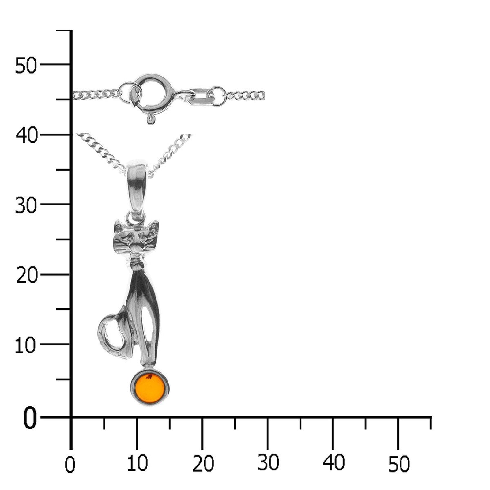 OSTSEE-SCHMUCK Kette mit Anhänger »- Katze - Silber 925/000 - Bernstein«