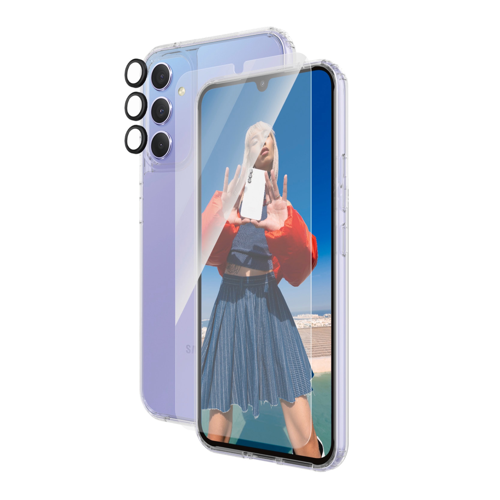 PanzerGlass Displayschutzglas »3-in-1 Bundle Set für Samsung Galaxy A34 5G, UWF« für Samsung Galaxy A34 5G