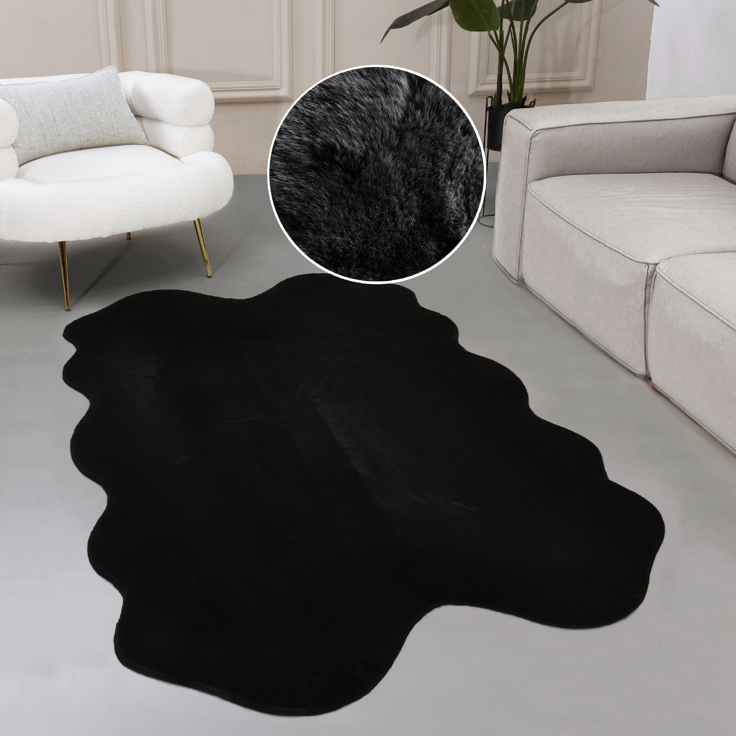 Leonique Fellteppich »Balu«, 20 mm Höhe, Kunstfell in Kaninchenfell Haptik, fußbodenheizungsgeeignet, pflegeleicht, ideale Teppiche für Wohnzimmer, Schlafzimmer, Esszimmer, Arbeitszimmer