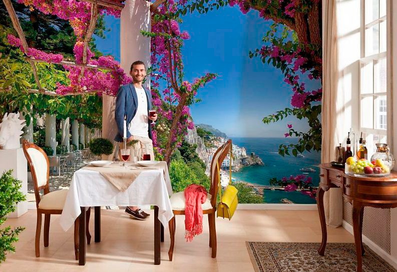 Komar Fototapete »Amalfi - Größe 368 x 254 cm«, bedruckt, Wohnzimmer, Schlafzimmer