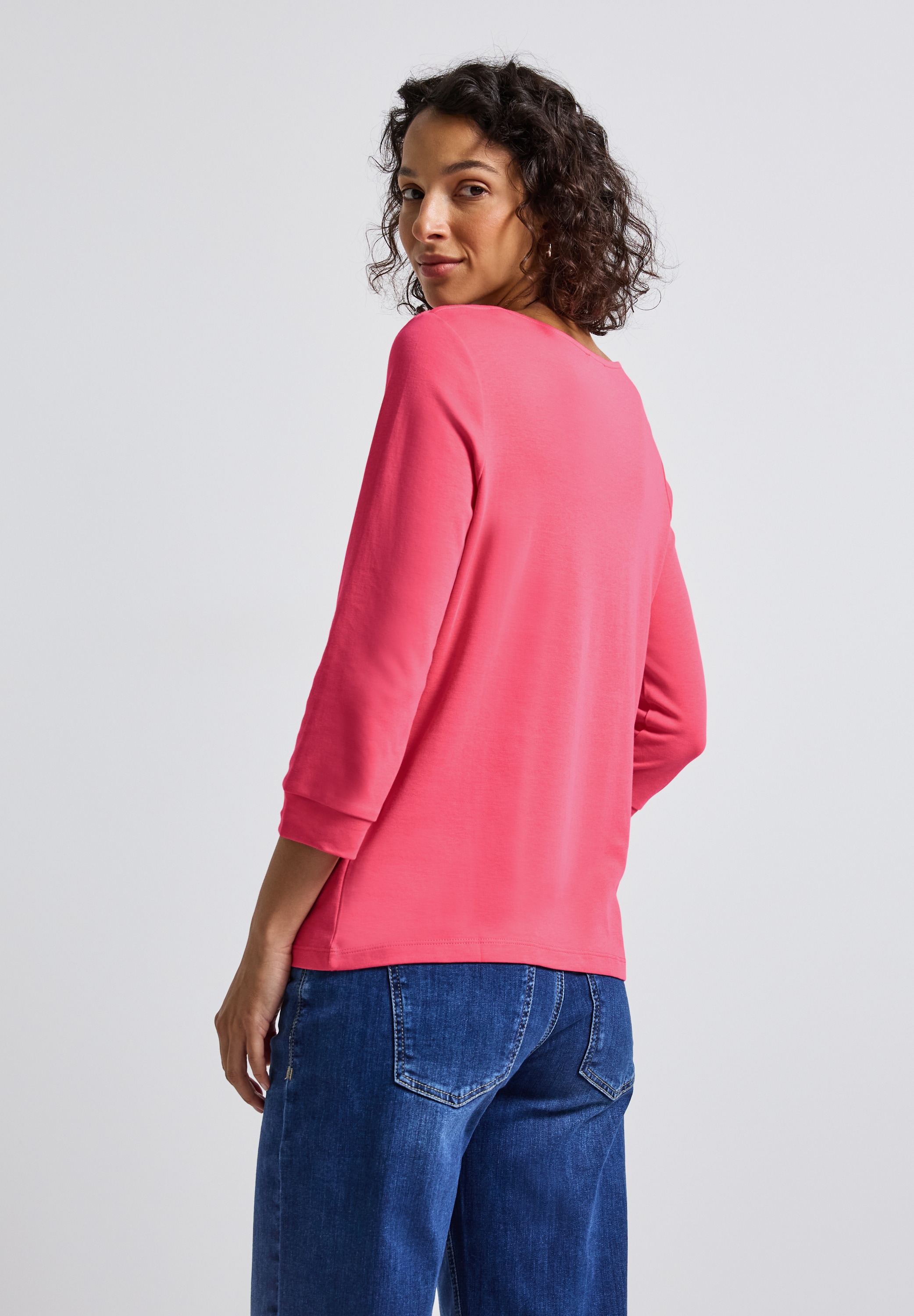 STREET ONE 3/4-Arm-Shirt, U-Boot-Ausschnitt und 3/4-Ärmel mit Bündchen