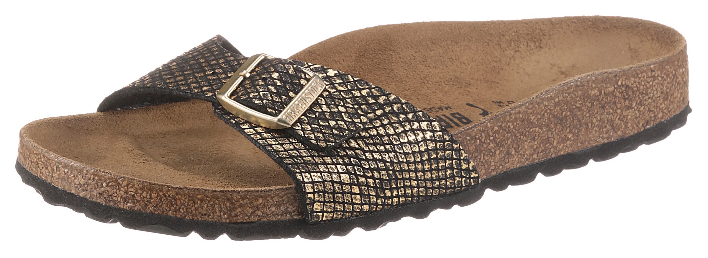 Birkenstock Pantolette »Madrid Shiny Python«, mit vorgeformtem Fußbett, Schuhweite: schmal