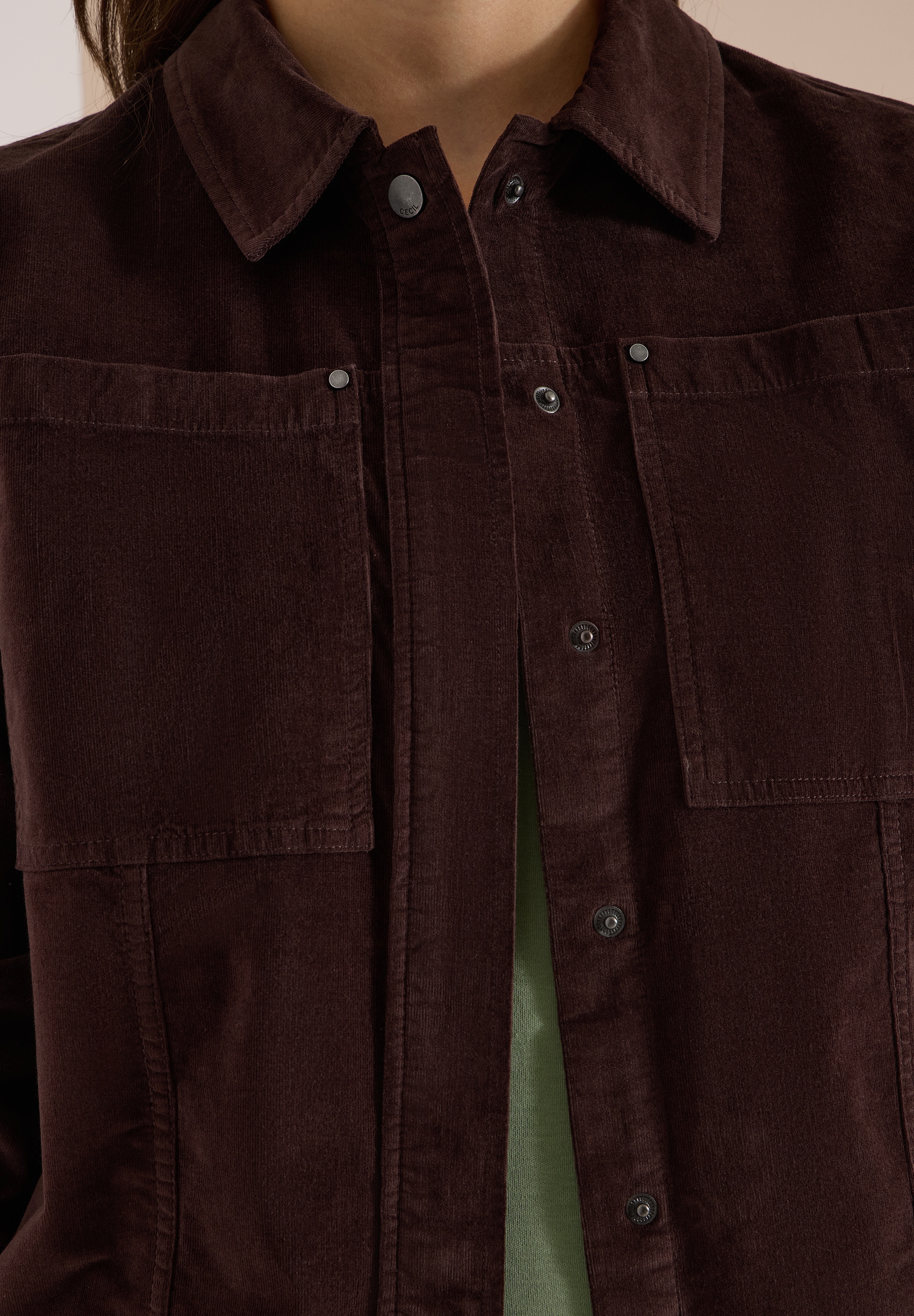 Cecil Cordjacke Feincord Overshirt, Baumwollmix, Brusttaschen