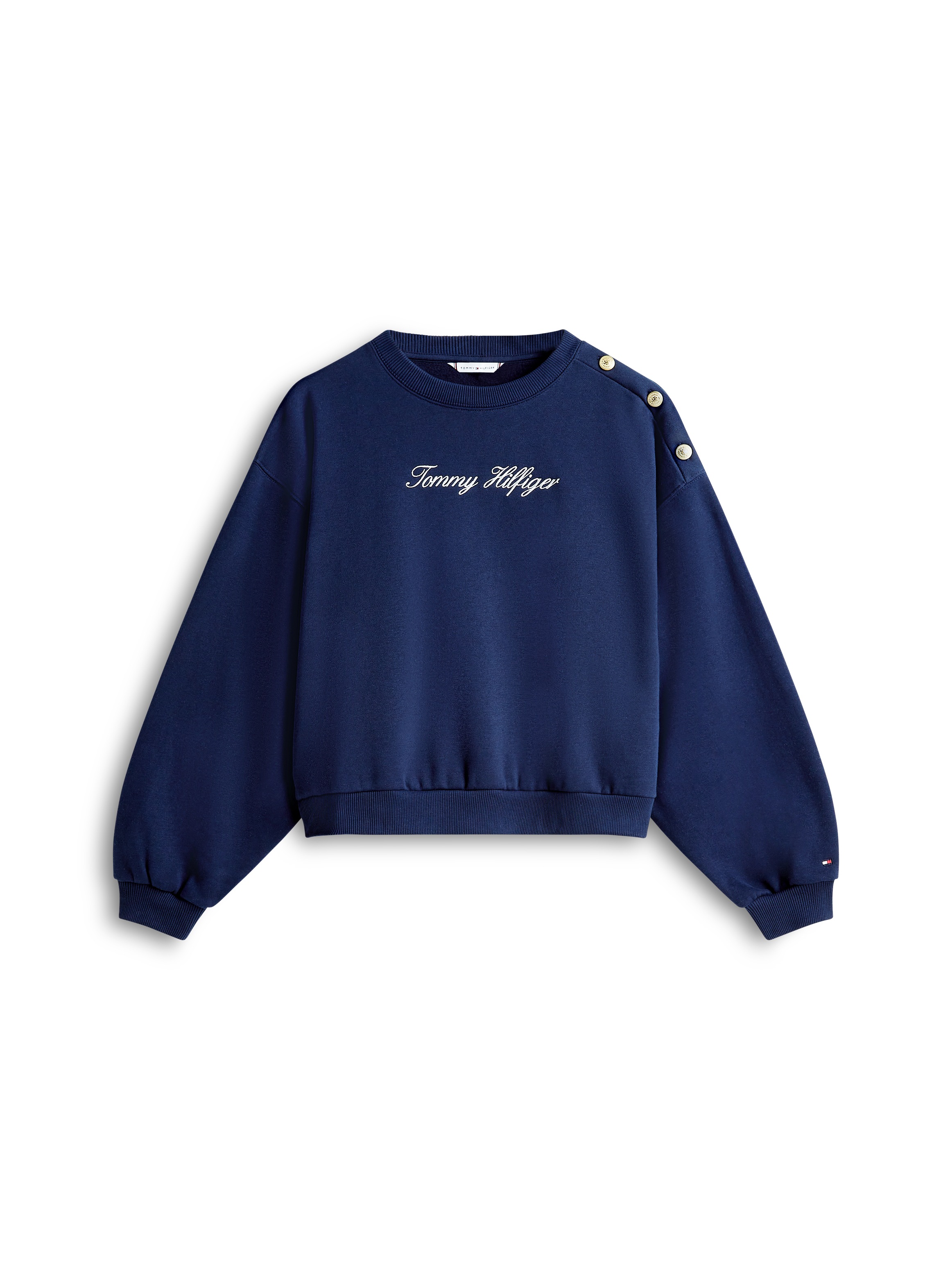 Tommy Hilfiger Sweatshirt »GOLD BTN SCRIPT FLEECE SWTSRT«, mit goldfarbenen Knöpfen
