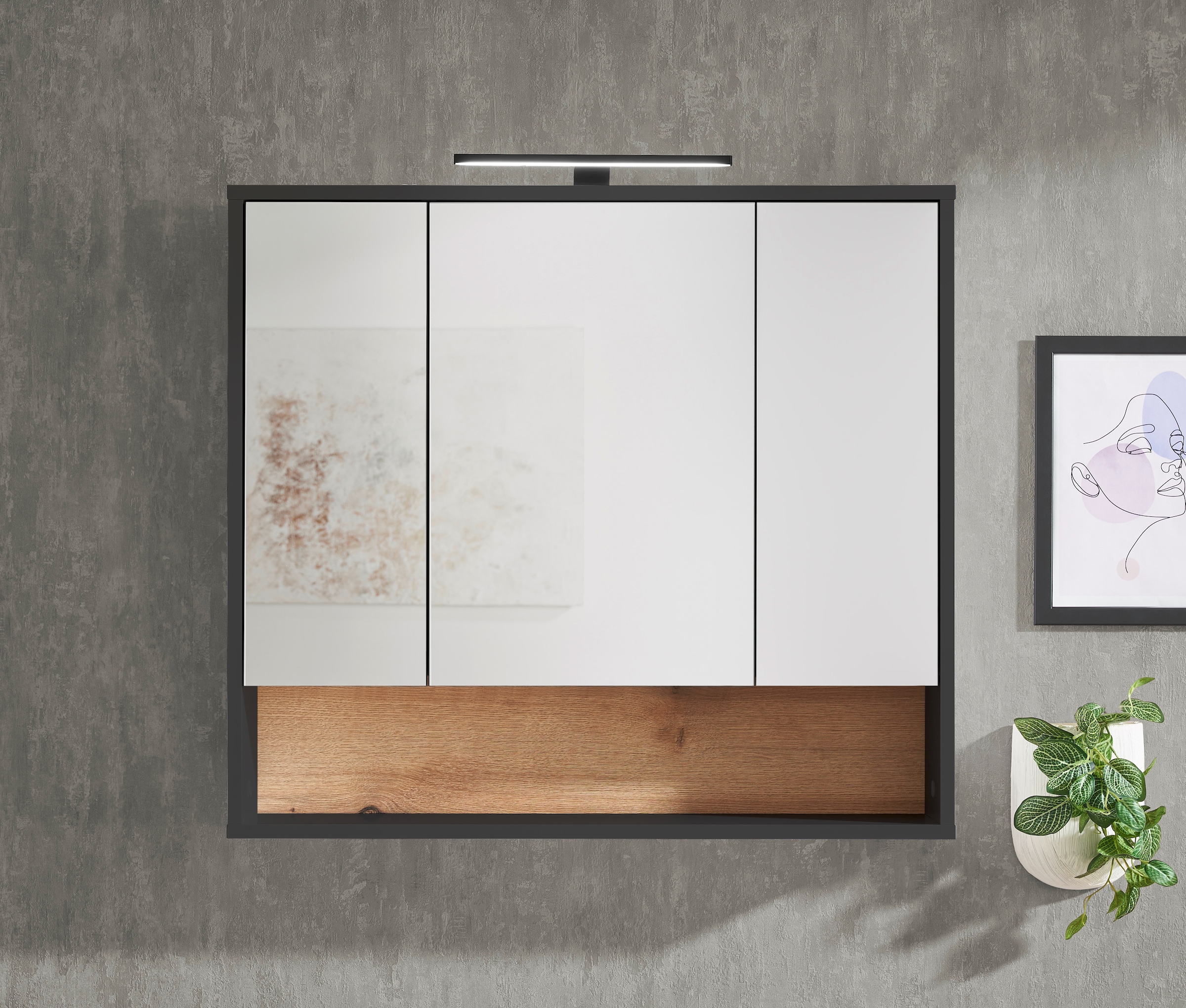 BASIC by Balculina Spiegelschrank »Liguria B/H/T 80x72x21 cm« 1 Stk. tlg. Breite 80cm, Beleuchtung, FSC-Mix 70%