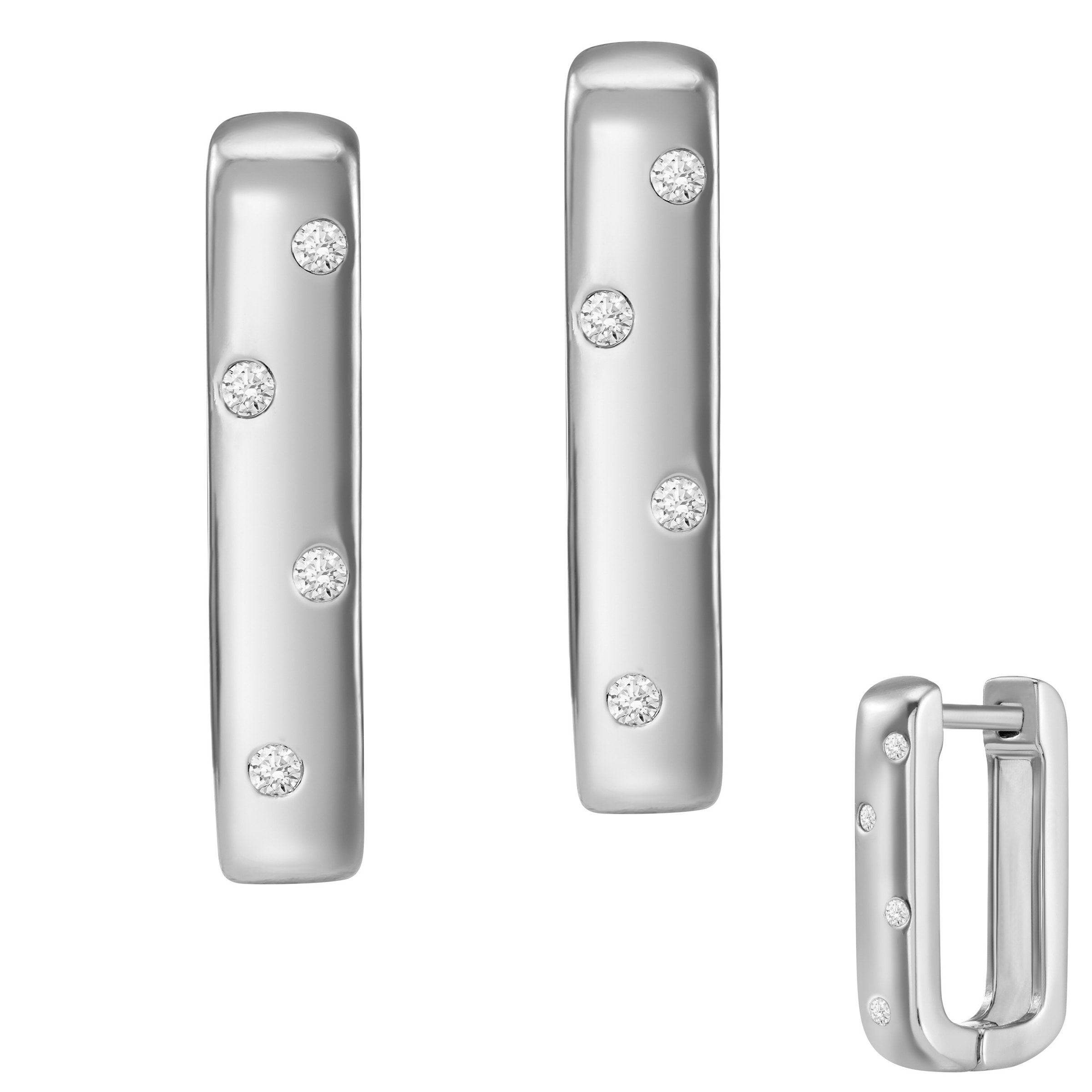 Firetti Paar Creolen »Schmuck Geschenk Silber 925 Ohrschmuck Ohrringe Rechteck« Made in Germany - wahlweise mit oder ohne Zirkonia