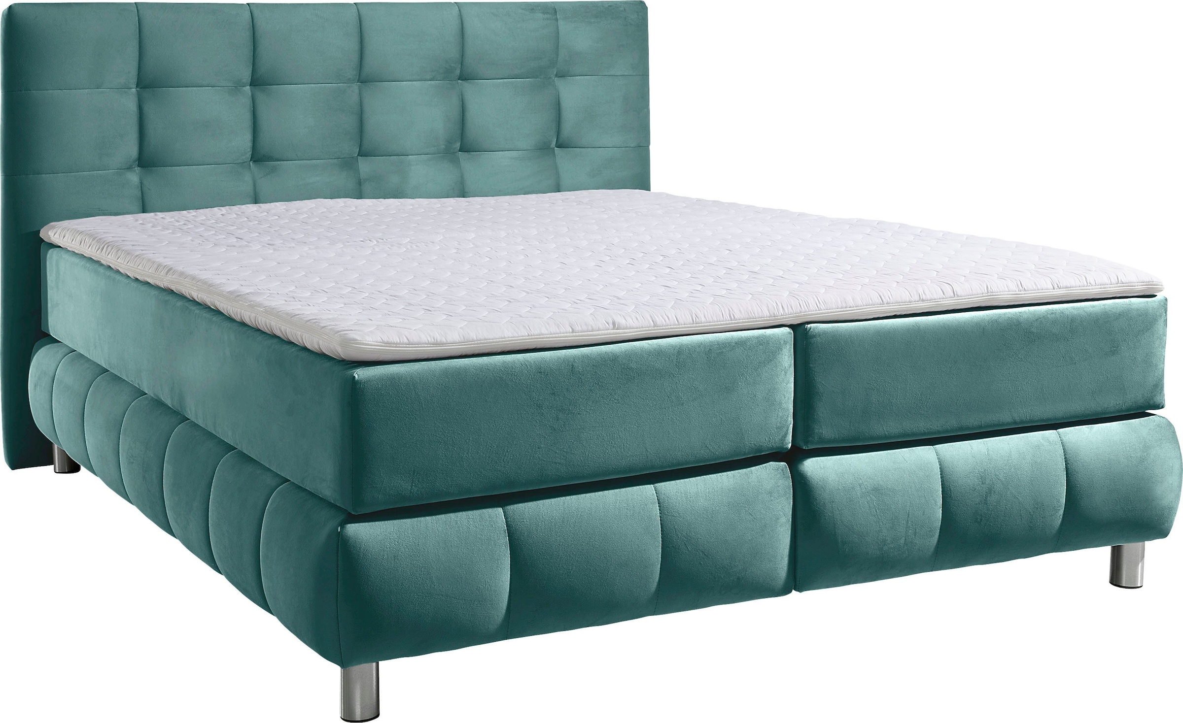 andas Boxspringbett »Salo XXL«, in Samtoptik oder Struktur, 6 Breiten in Überlänge 220cm, 4 Härtegrade