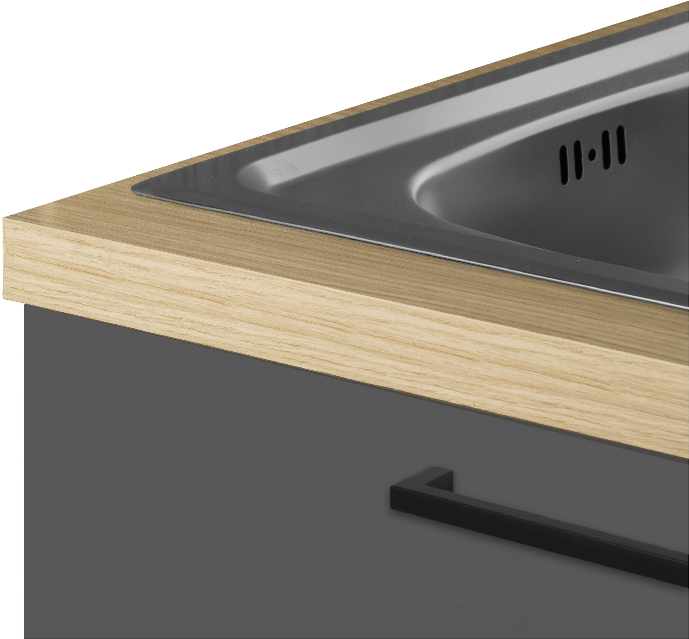 KOCHSTATION Küchenzeile »Luna, Küchenzeile mit Spüle + Siphon, ohne E-Geräte« Breite 182 cm,Türen mit Soft-Close Funktion, Metalgriffe,Made in Italy