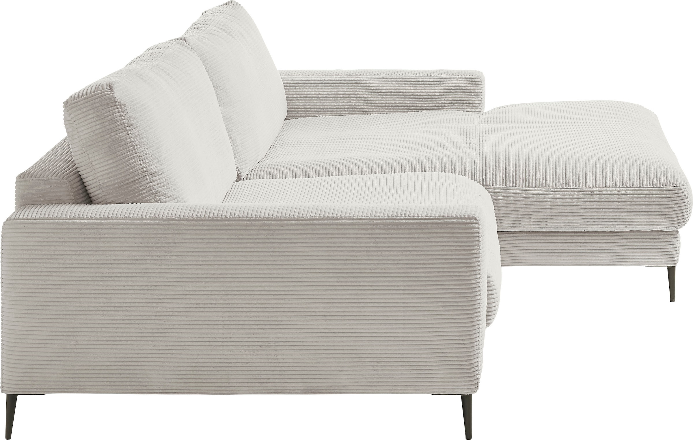 INOSIGN Ecksofa »Downtown, B/T/H: 272/190/84 cm L-Form«, weicher Sitzkomfort auch in Cord und Bouclé, incl. Zierkissen