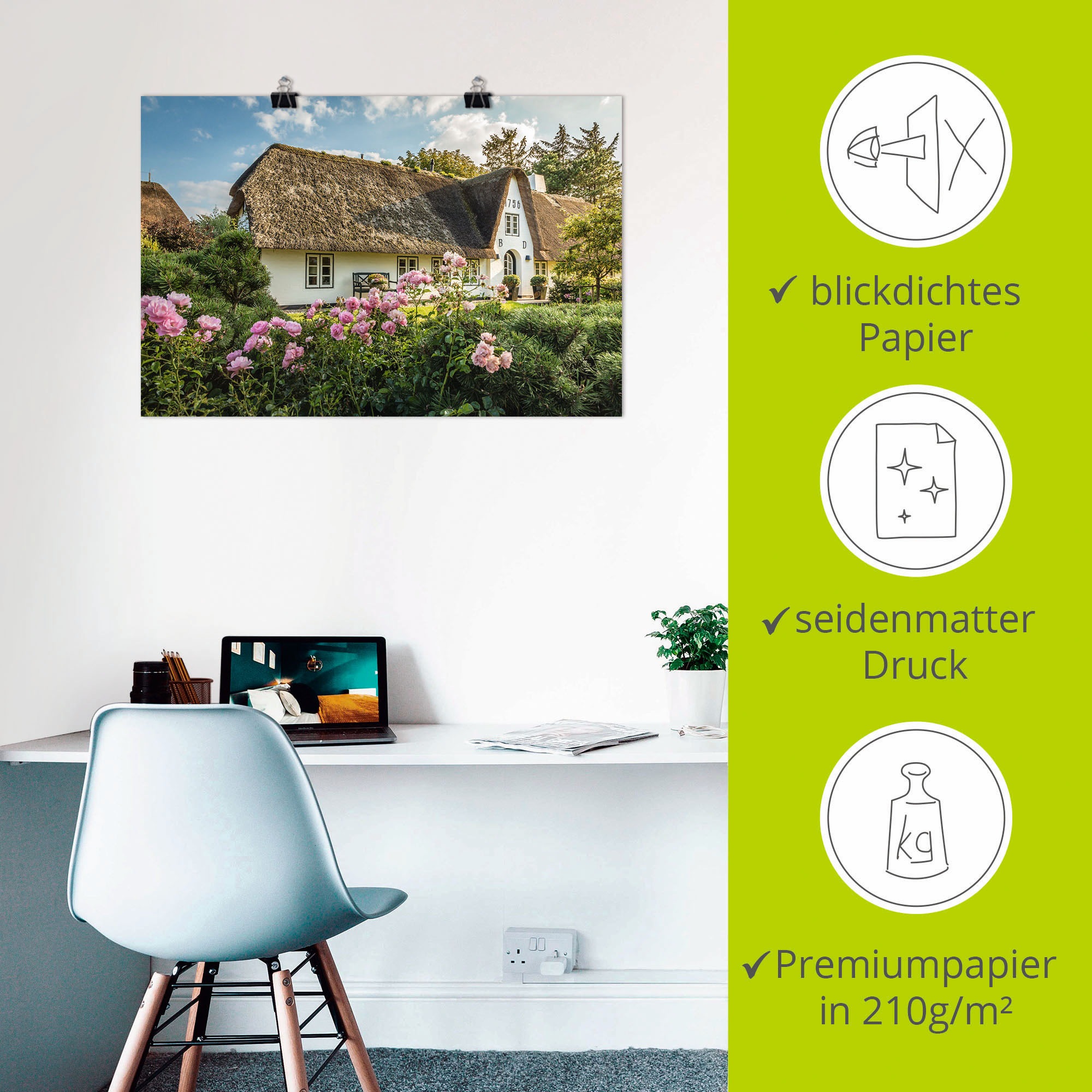 Artland Wandbild »Historischer reetgedeckter Hof in Keitum«, Gartenbilder, (1 St.), als Alubild, Leinwandbild, Wandaufkleber oder Poster in versch. Größen