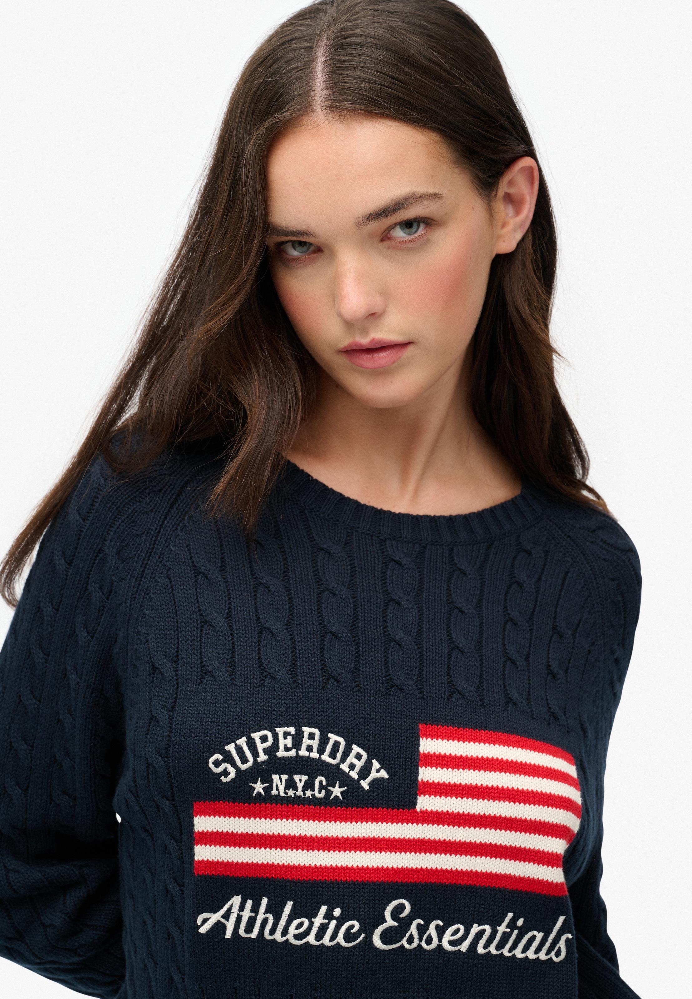 Superdry Strickpullover »SLOUCHY CABLE FLAG KNIT«