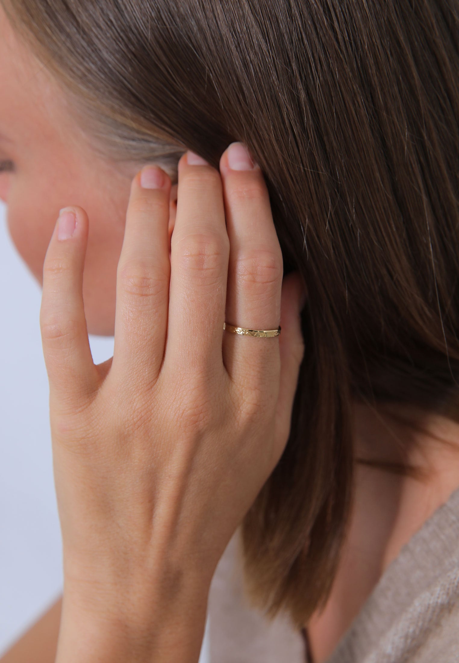 Elli Silberring »Ring Basic Bandring Fein Gehämmert 925 Silber«