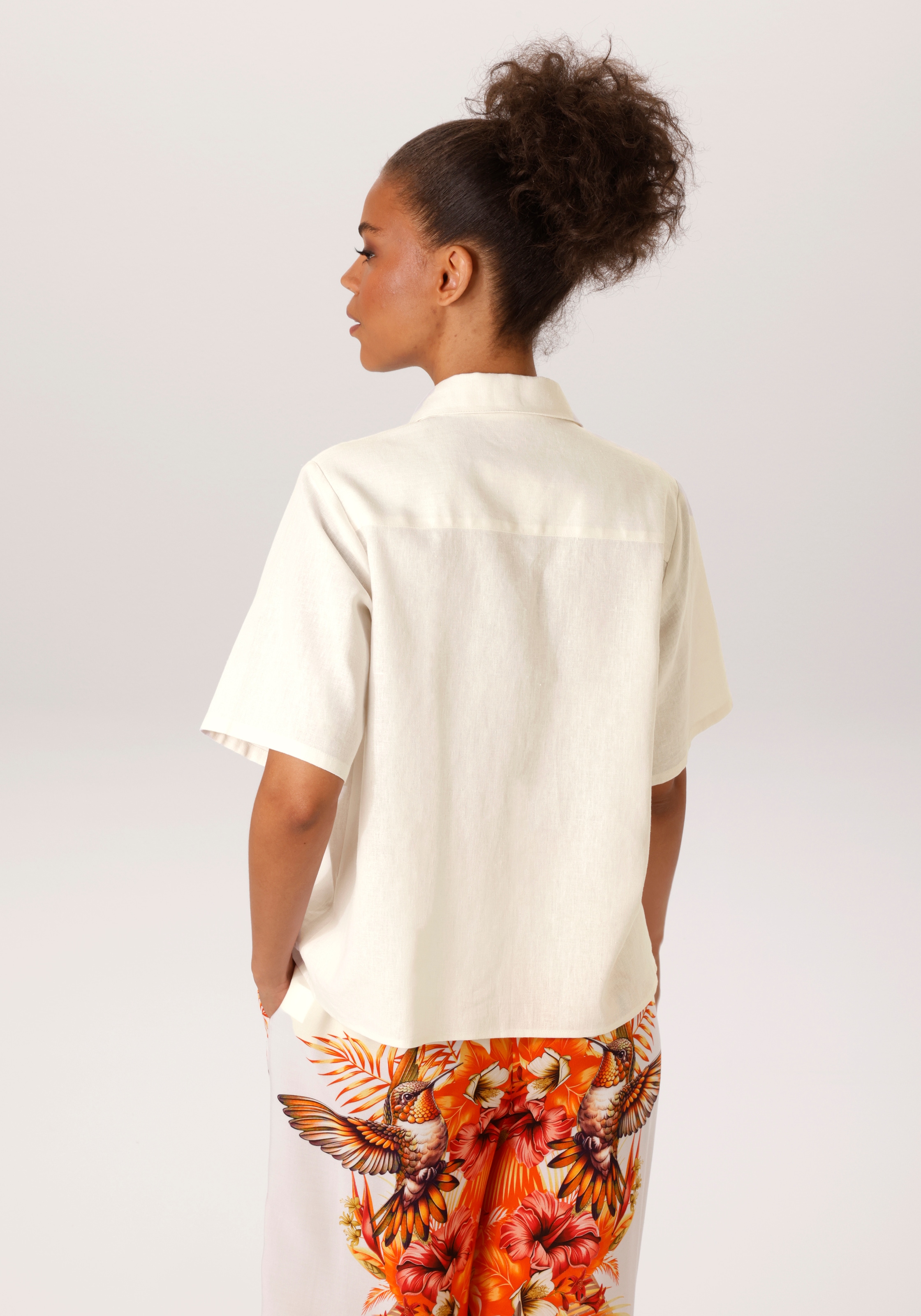 Aniston CASUAL Kurzarmbluse mit Leinen - NEUE KOLLEKTION