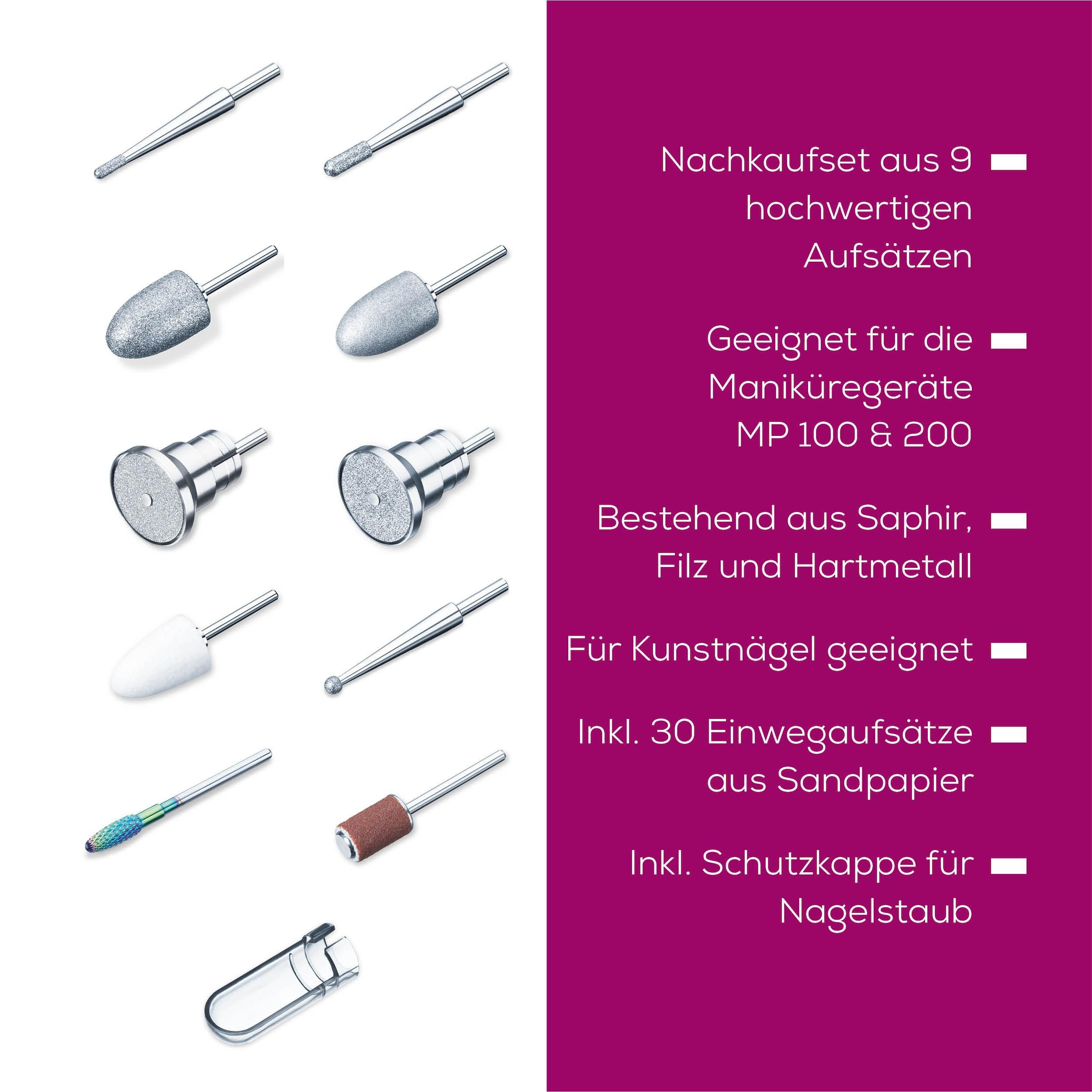 BEURER Ersatzschleifkörper »Aufsatz-Nachkaufset, Maniküre-/Pediküreaufsätze«, Für den Gebrauch mit den Beurer Geräten MP 100 und MP 200/210 LUX