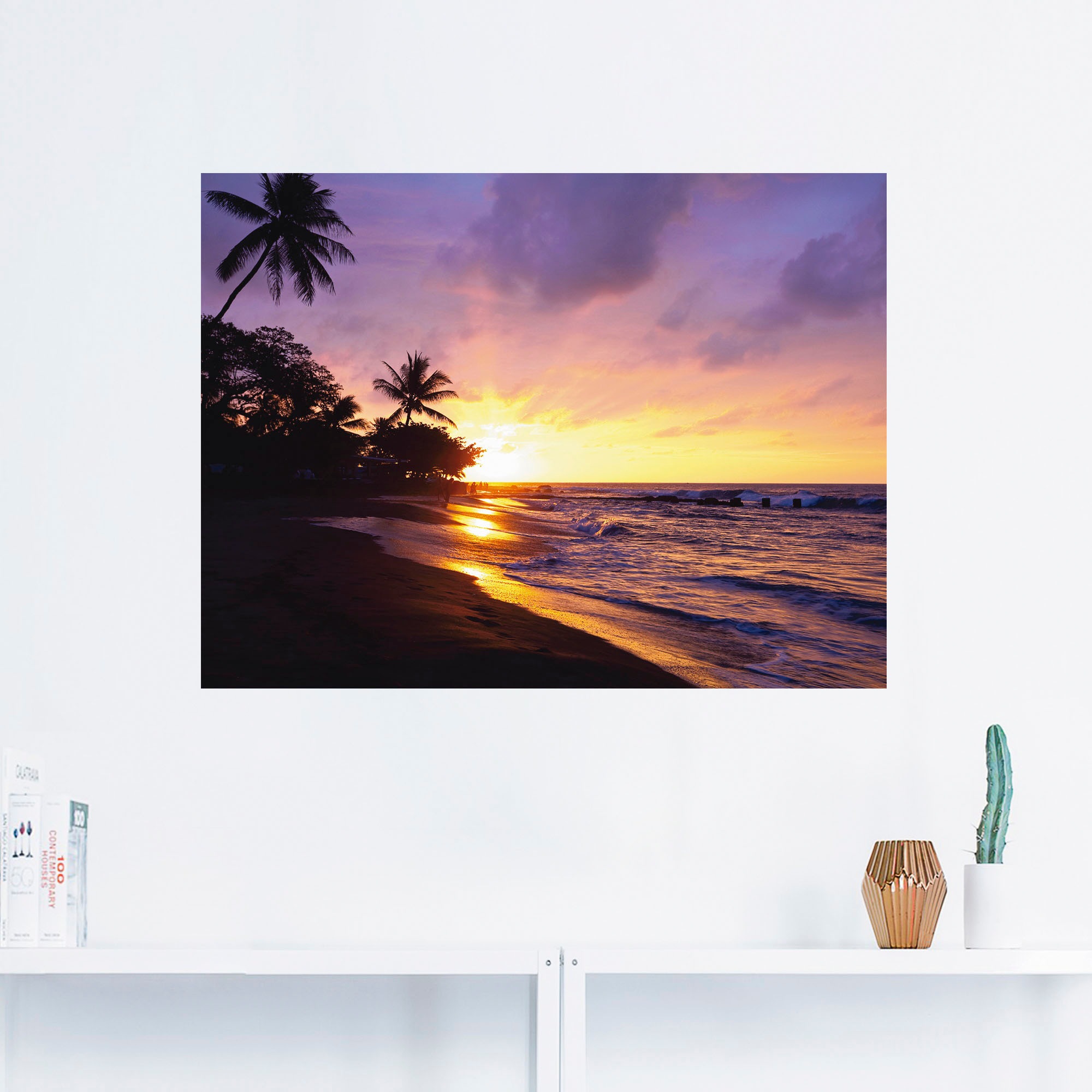 Artland Wandbild »Tropischer Strand«, Sonnenaufgang & -untergang, (1 St.), als Alubild, Outdoorbild, Leinwandbild, Poster, Wandaufkleber
