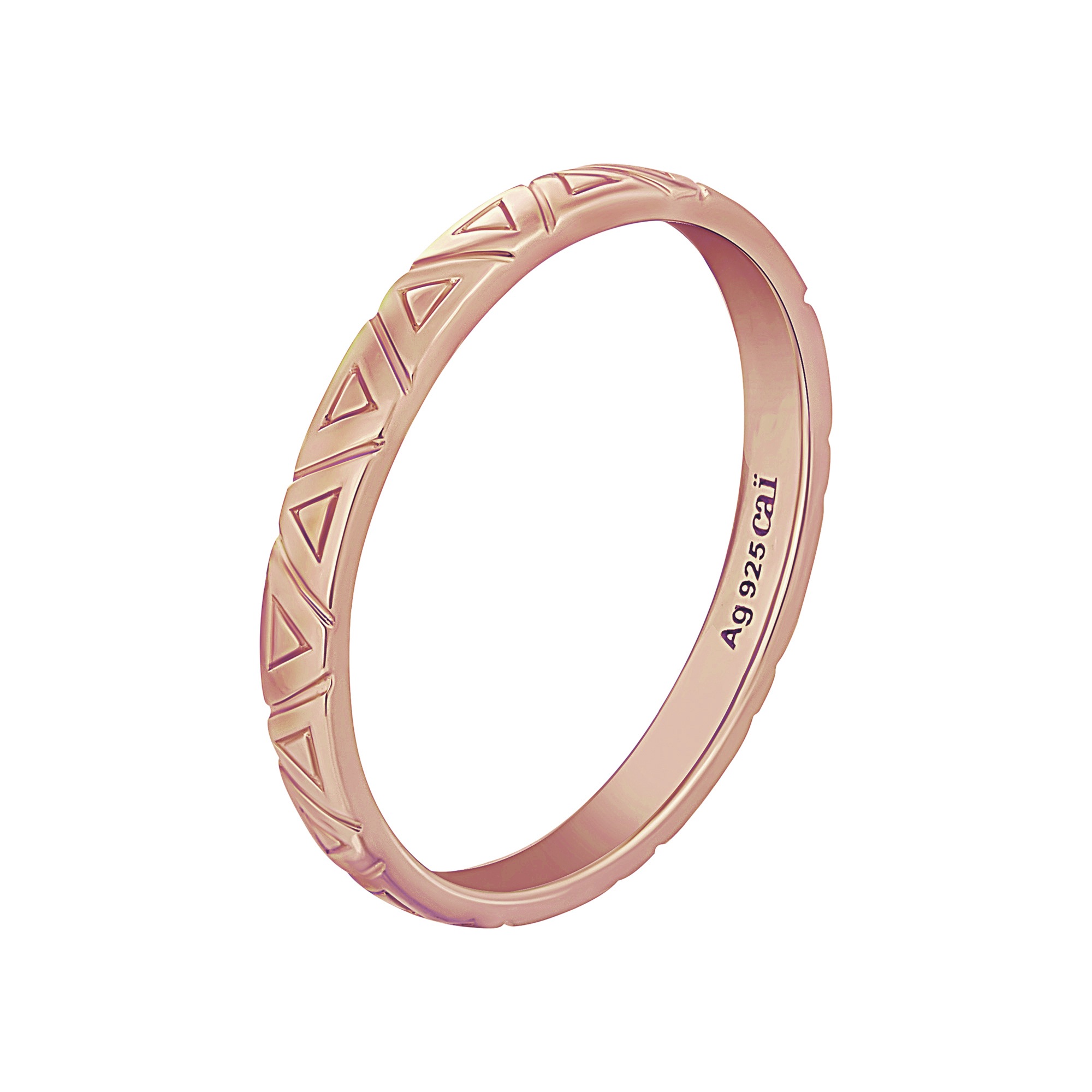 CAÏ Ring mit Gravur »925 Silber rosévergoldet Dreiecke Stacking«, Beisteckring