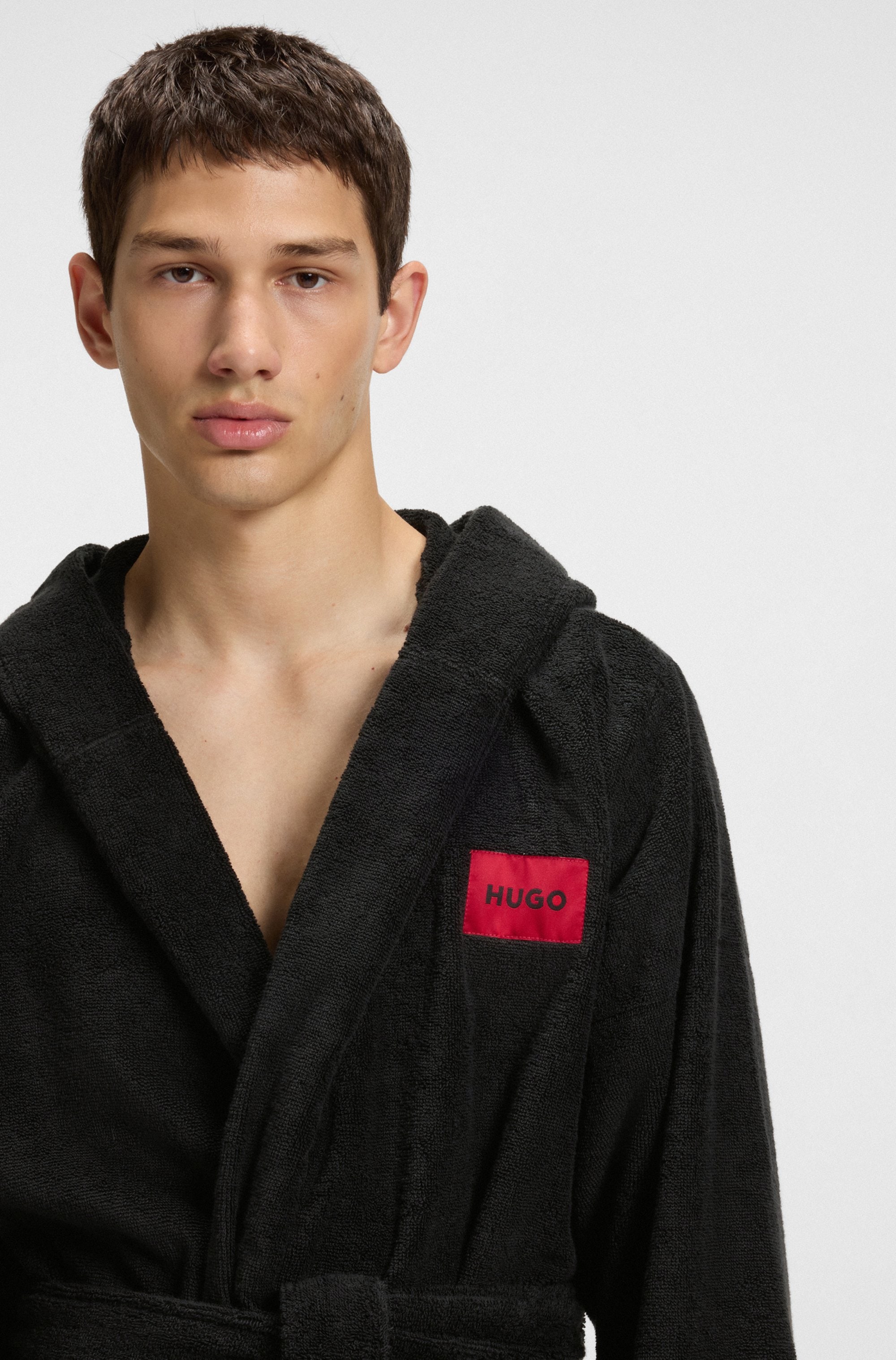 HUGO Underwear Bademantel »Terry Gown Hooded«, mit Kapuze & kontrastfarbenen Logo