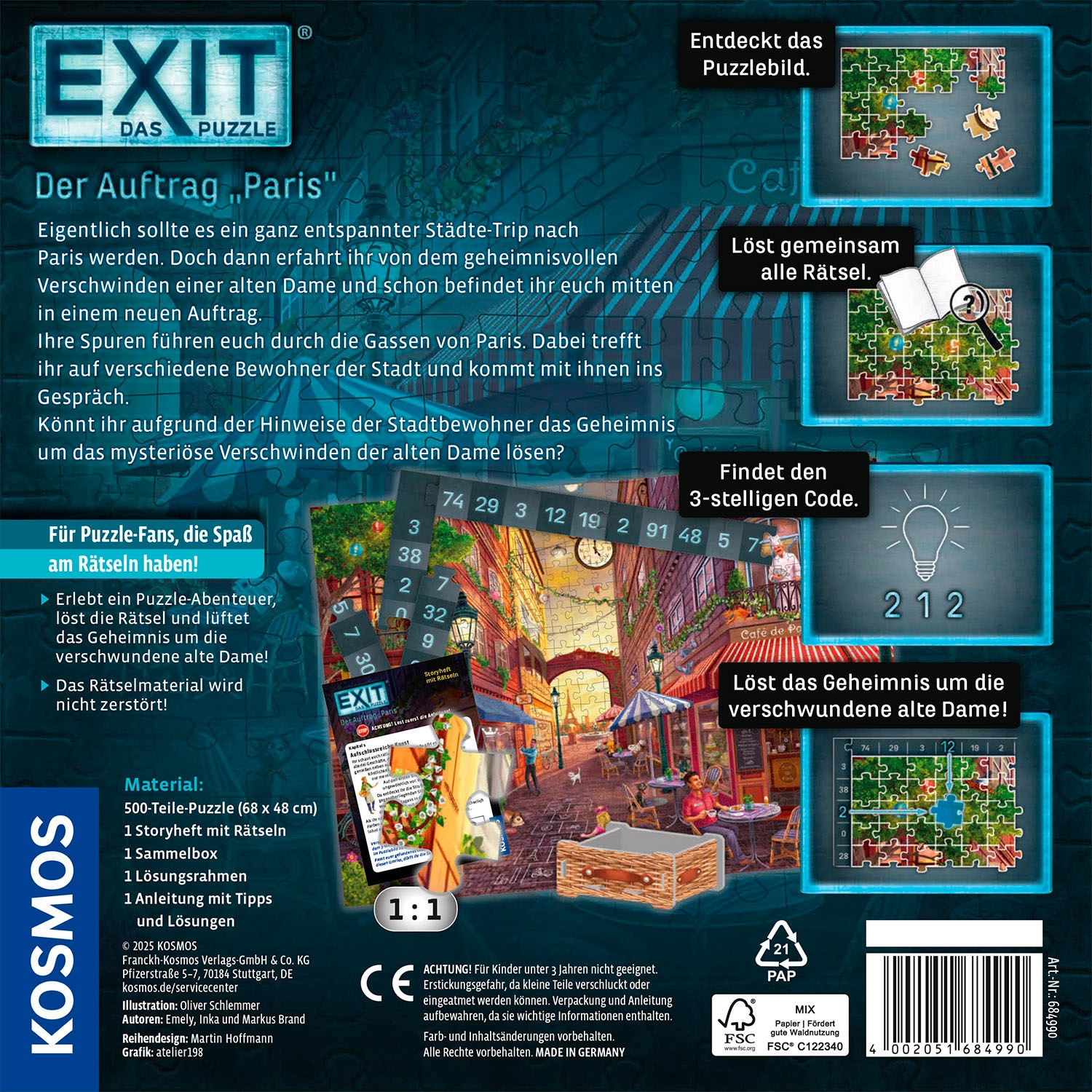 Kosmos Puzzle »EXIT® Das Puzzle, Der Auftrag "Paris"«, Made in Germany