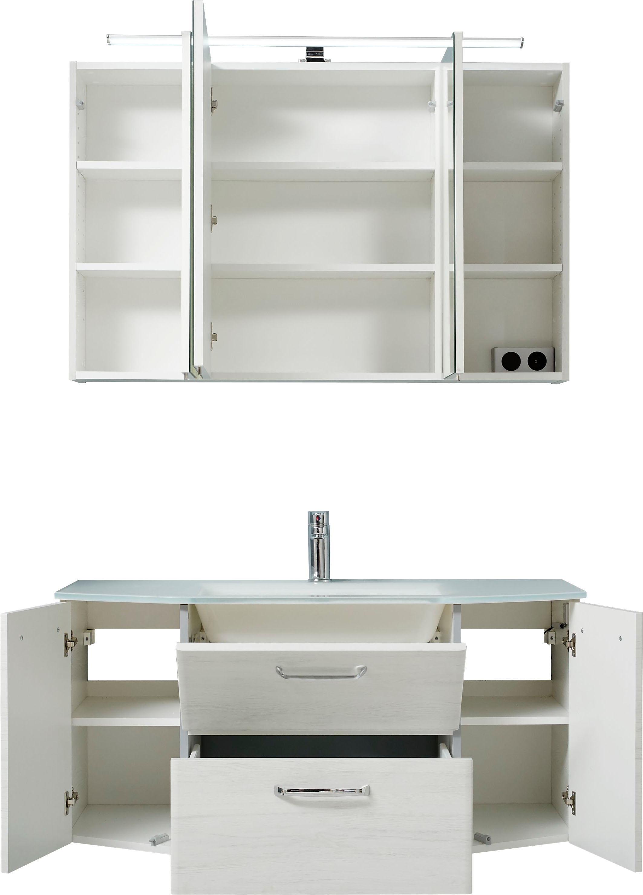 PELIPAL Badmöbel-Set »Quickset 936«, (Set, 2 St.), Spiegelschrank inkl.  LED-Beleuchtung, Waschtisch-Kombination kaufen bei OTTO | Waschbeckenunterschränke