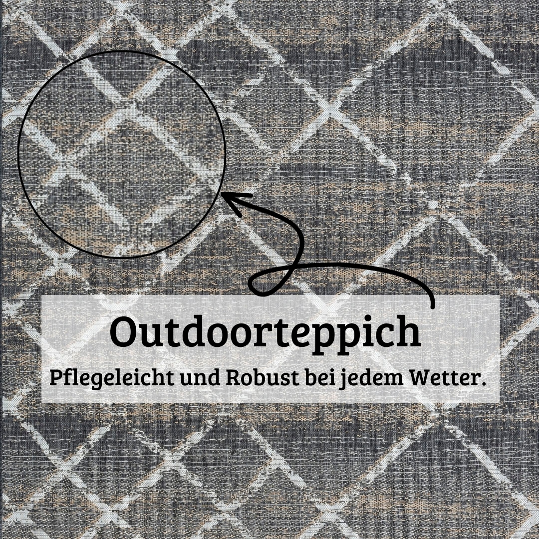 my home Teppich »Sorren, LAGERRÄUMUNG!«, rechteckig, 8 mm Höhe, Rauten Muster, In- und Outdoor geeignet, Terrasse & Balkon