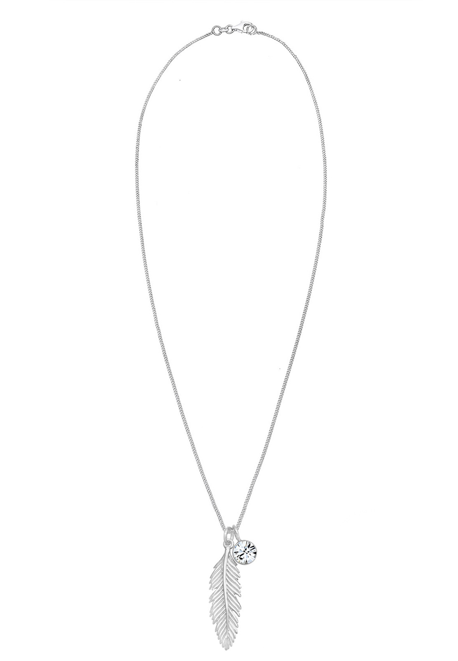 Elli Silberkette »Halskette Feder Boho 925 Silber, mit Kristallen von Swarovski®«
