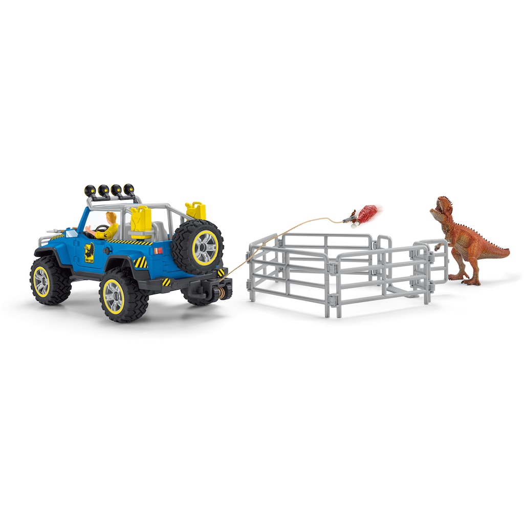 Schleich® Spielzeug-Auto »Dinosaurs, Geländewagen mit Dino-Außenposten (41464)«, (Set)