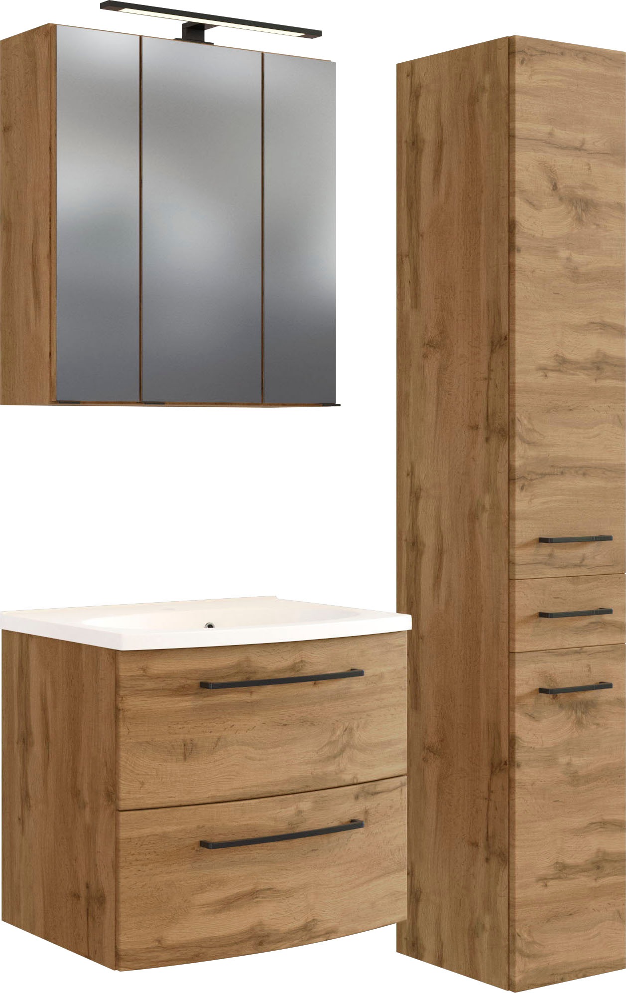 Welltime Badmöbel-Set »Chicago« 3 Stk. tlg. in braun, Größe B/H/T: 90 cm cm x 200 cm cm x 47 cm cm