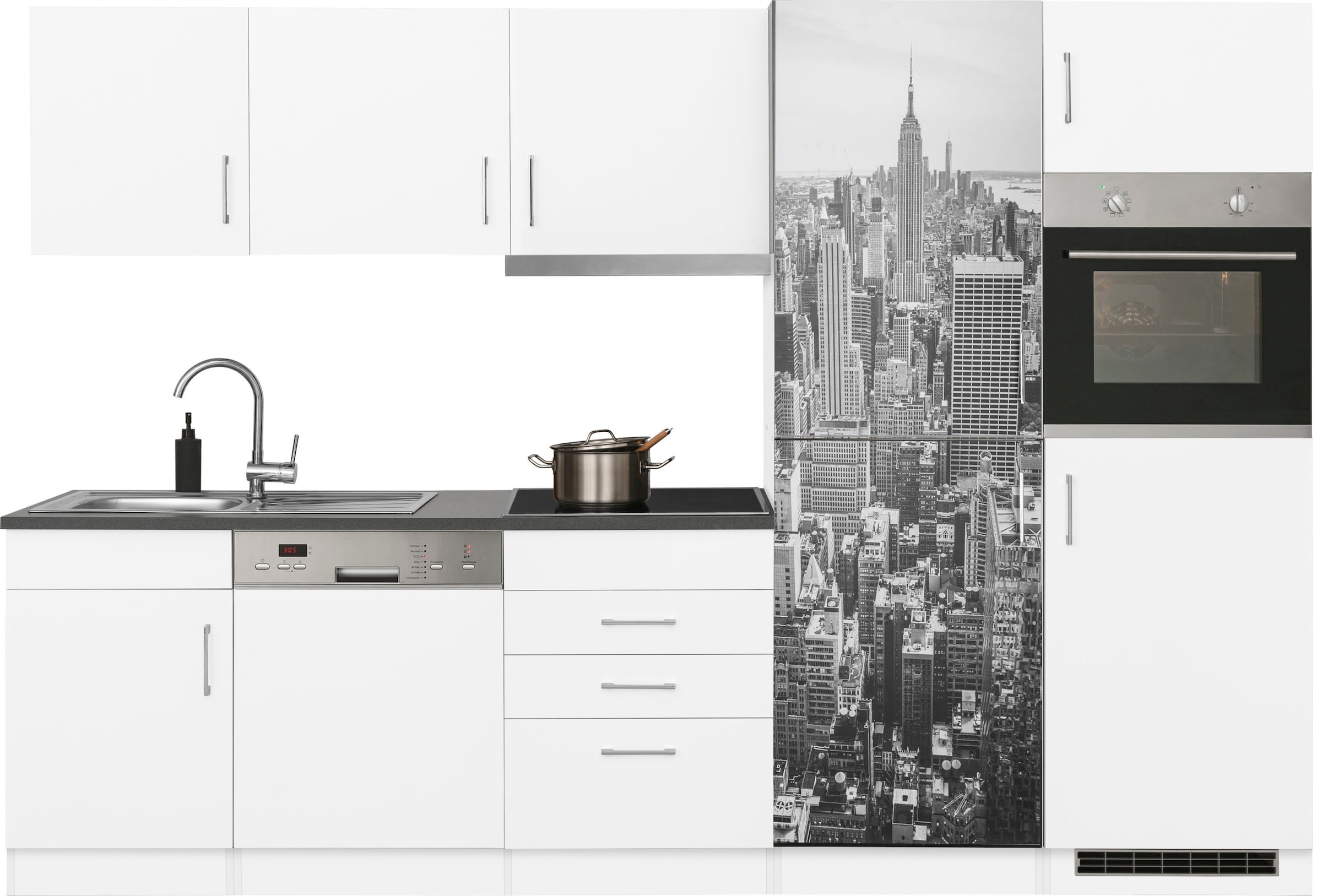 Küchenzeile Induktionskochfeld HELD bestellen wahlweise E-Geräten, MÖBEL Breite bei OTTO 290 cm, mit online »Paris«, mit